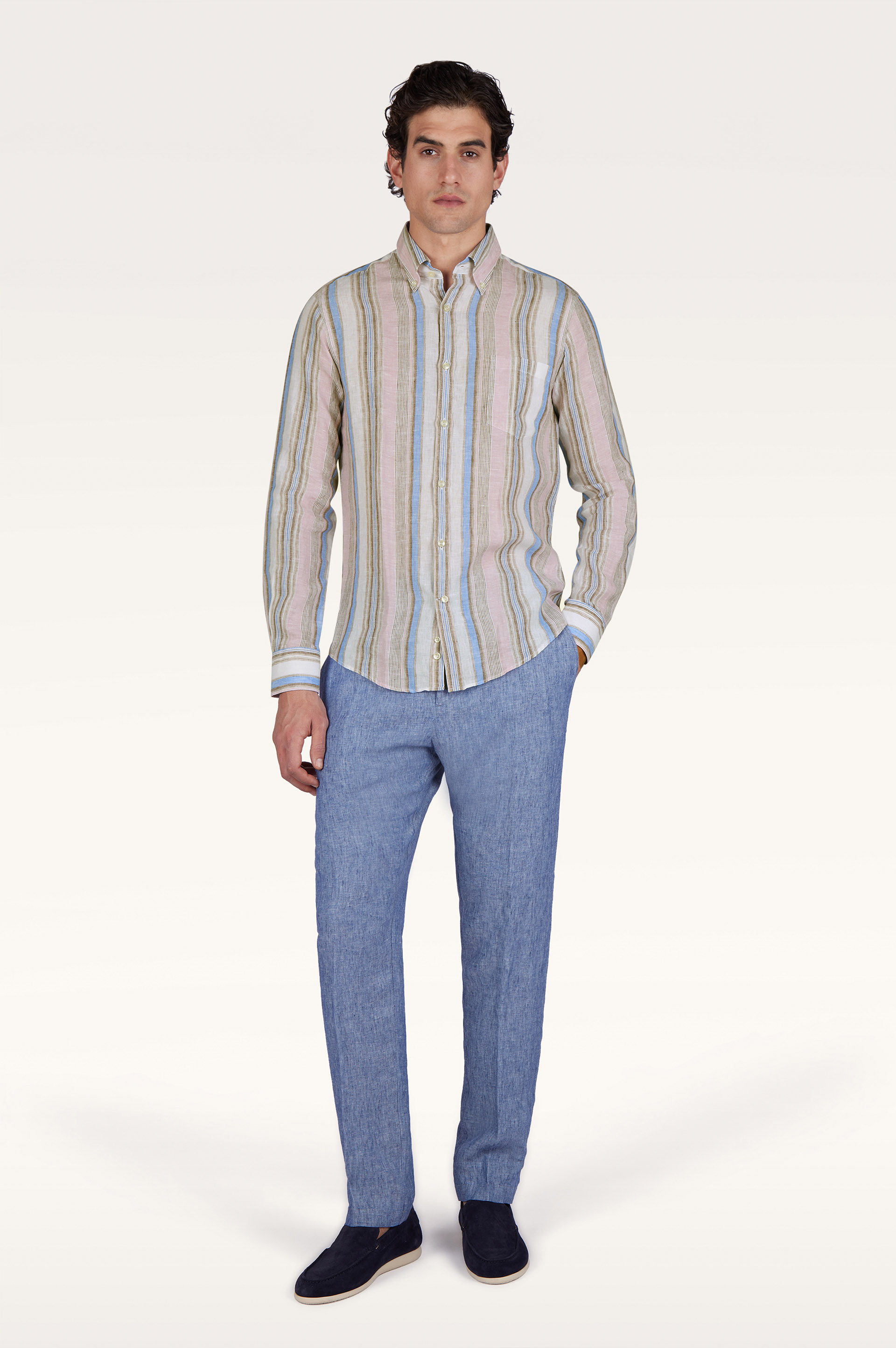 Soffio 亚麻条纹衬衫 image number 2