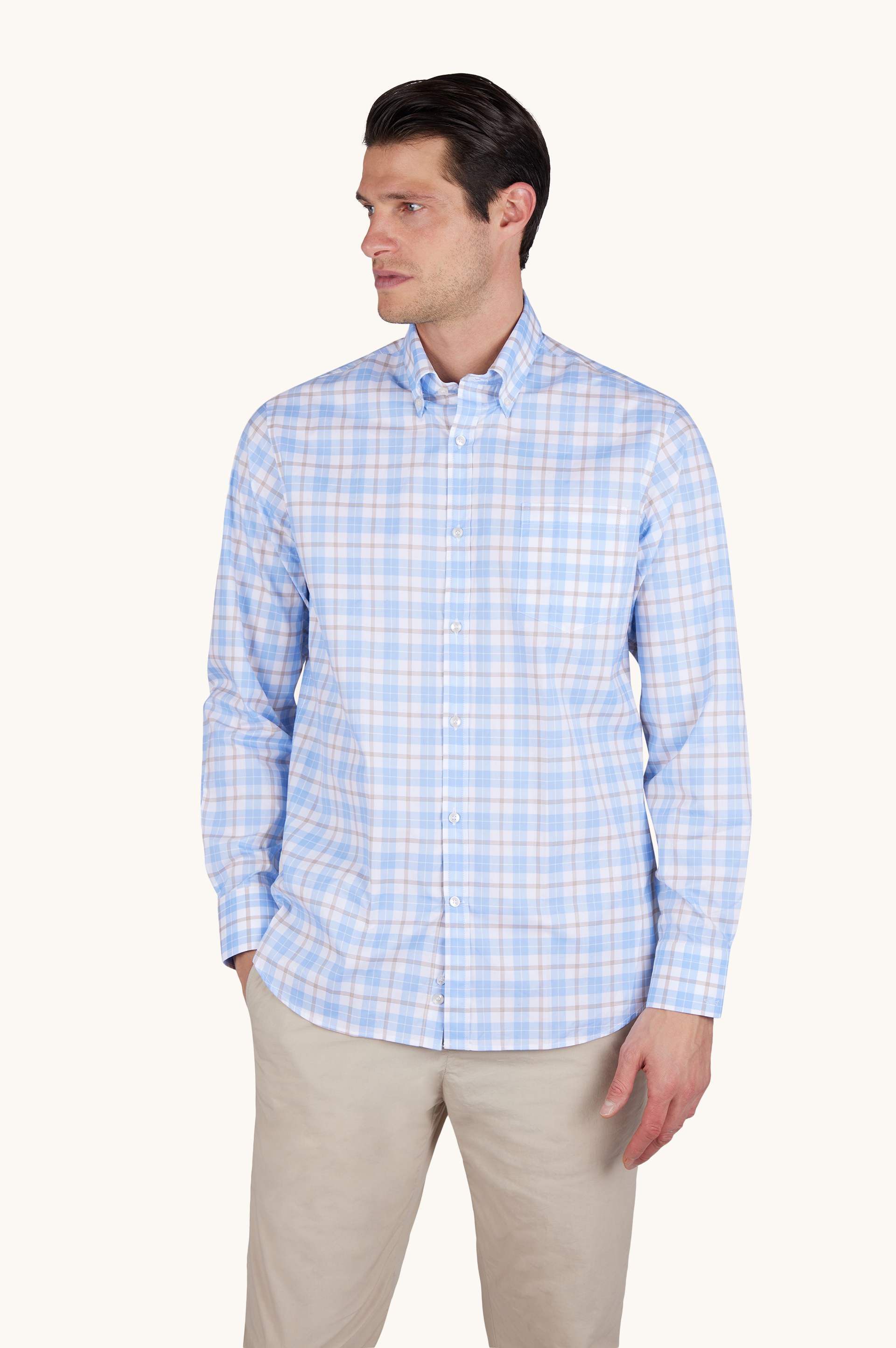 Camisa de algod&oacute;n Summer Breeze con estampado de cuadros image number 0