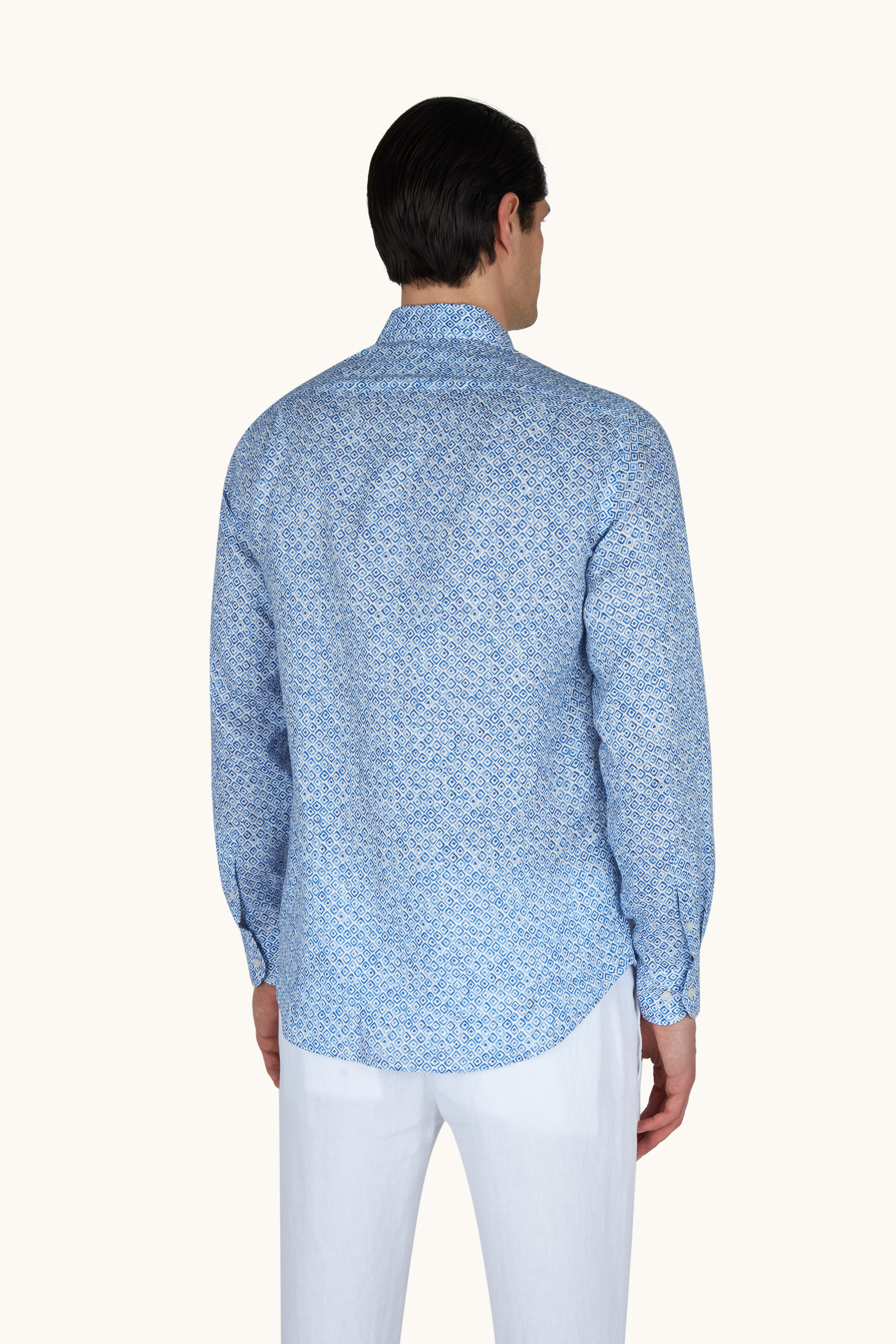 Camisa de lino con estampado Geometric Watercolor image number 3