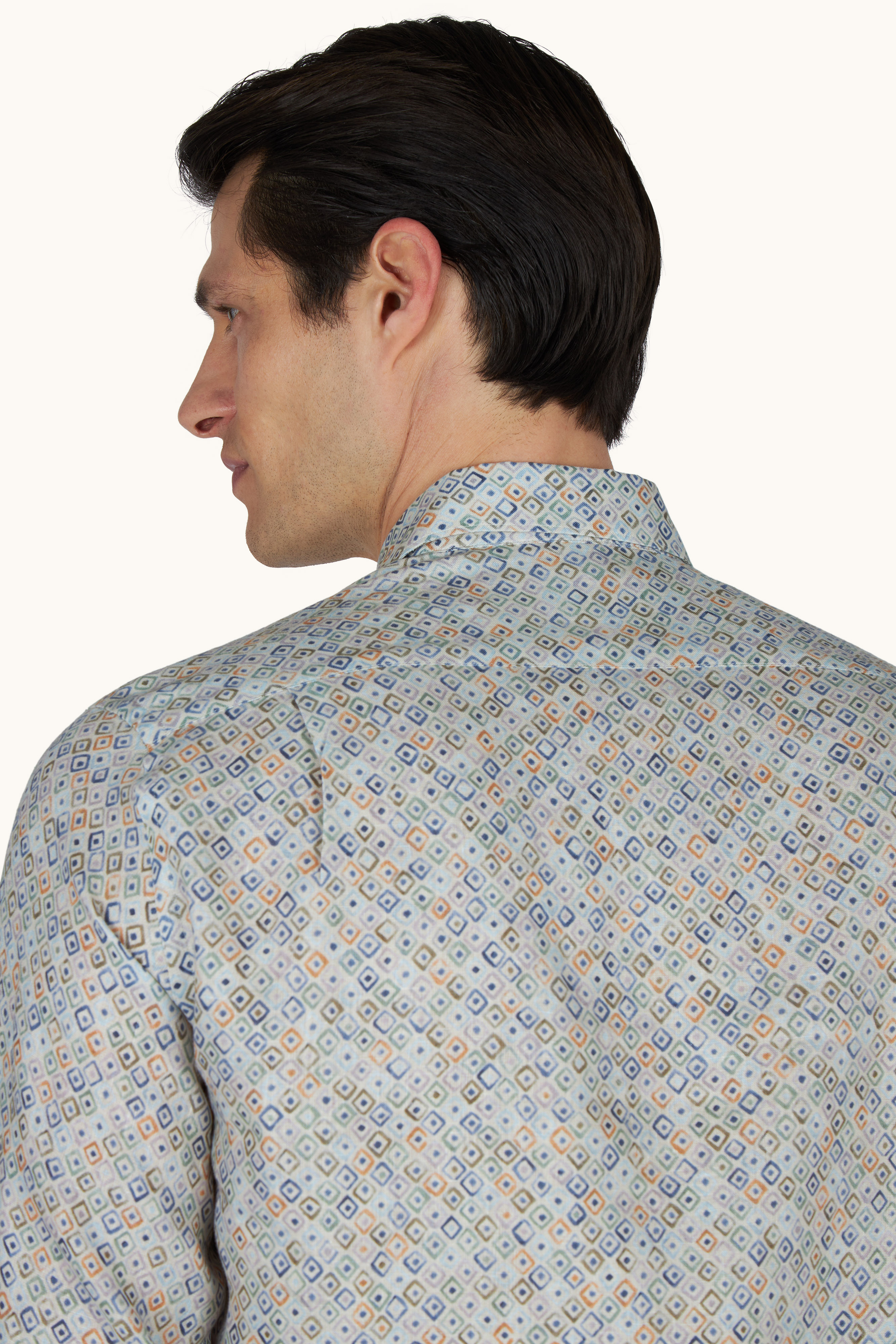 Camicia in lino con motivo Geometric Watercolor image number 8