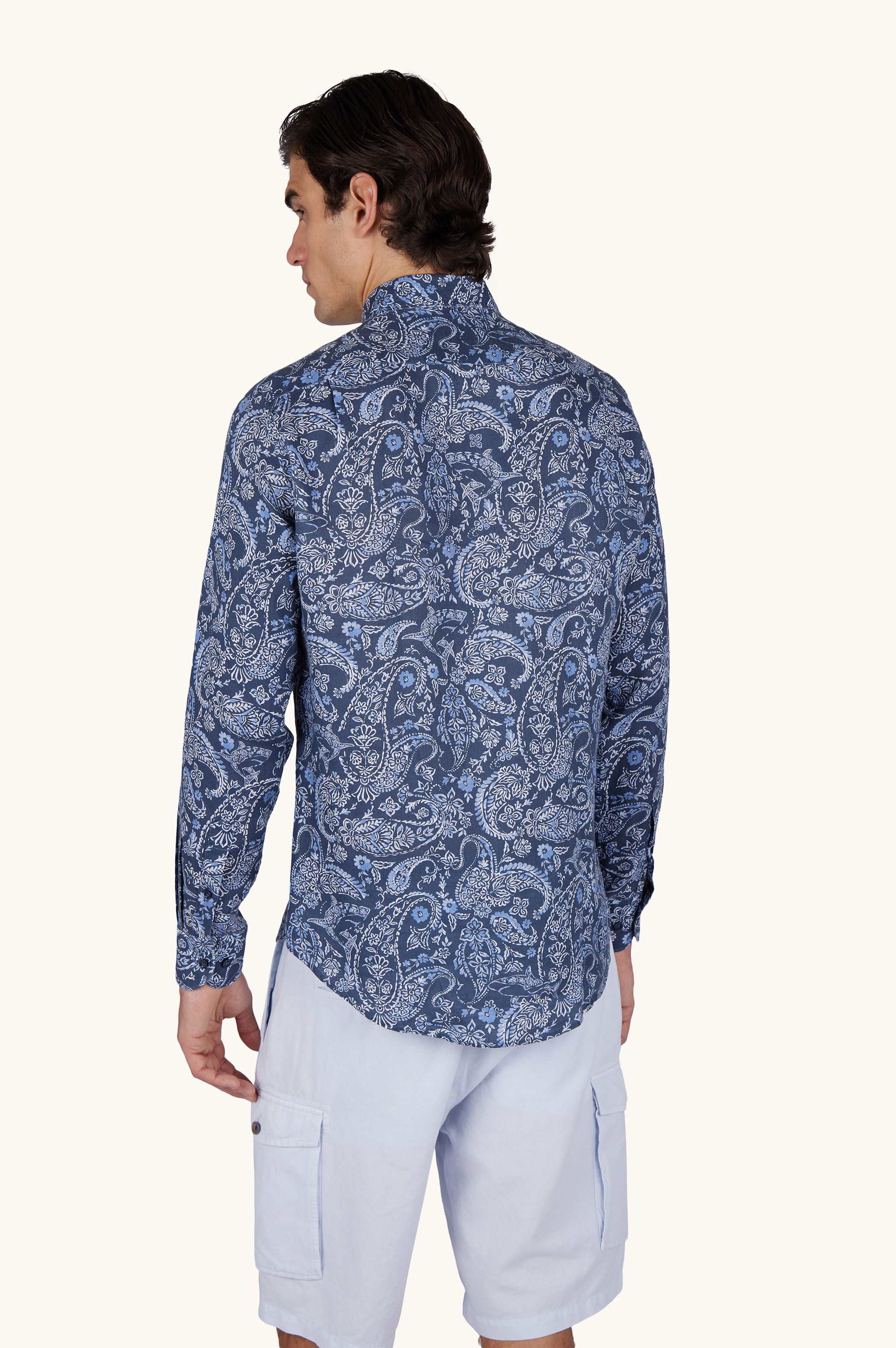 Camicia in lino con motivo Shark Paisley image number 3