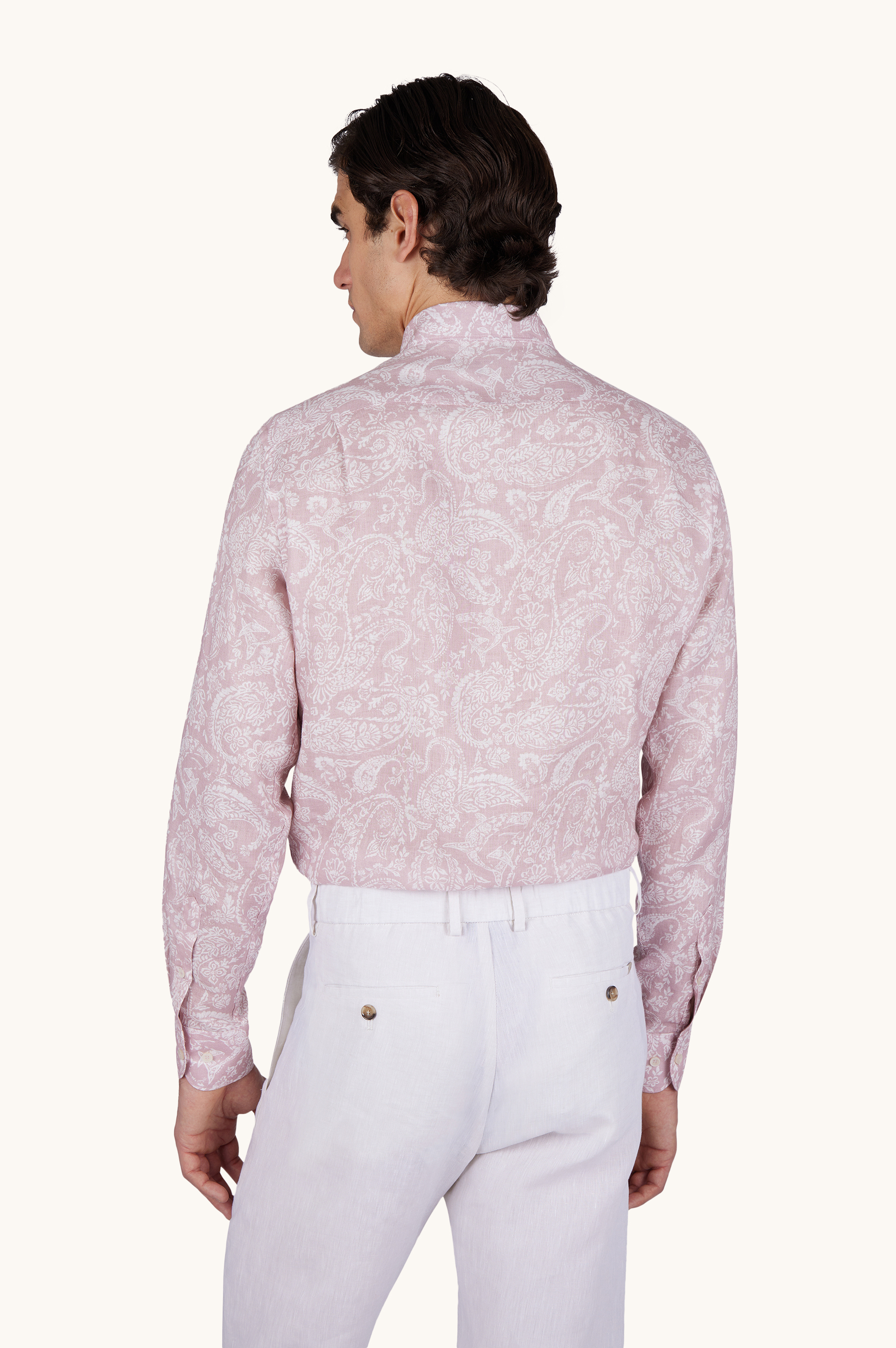 Linen shirt with Shark Paisley pattern image number 3