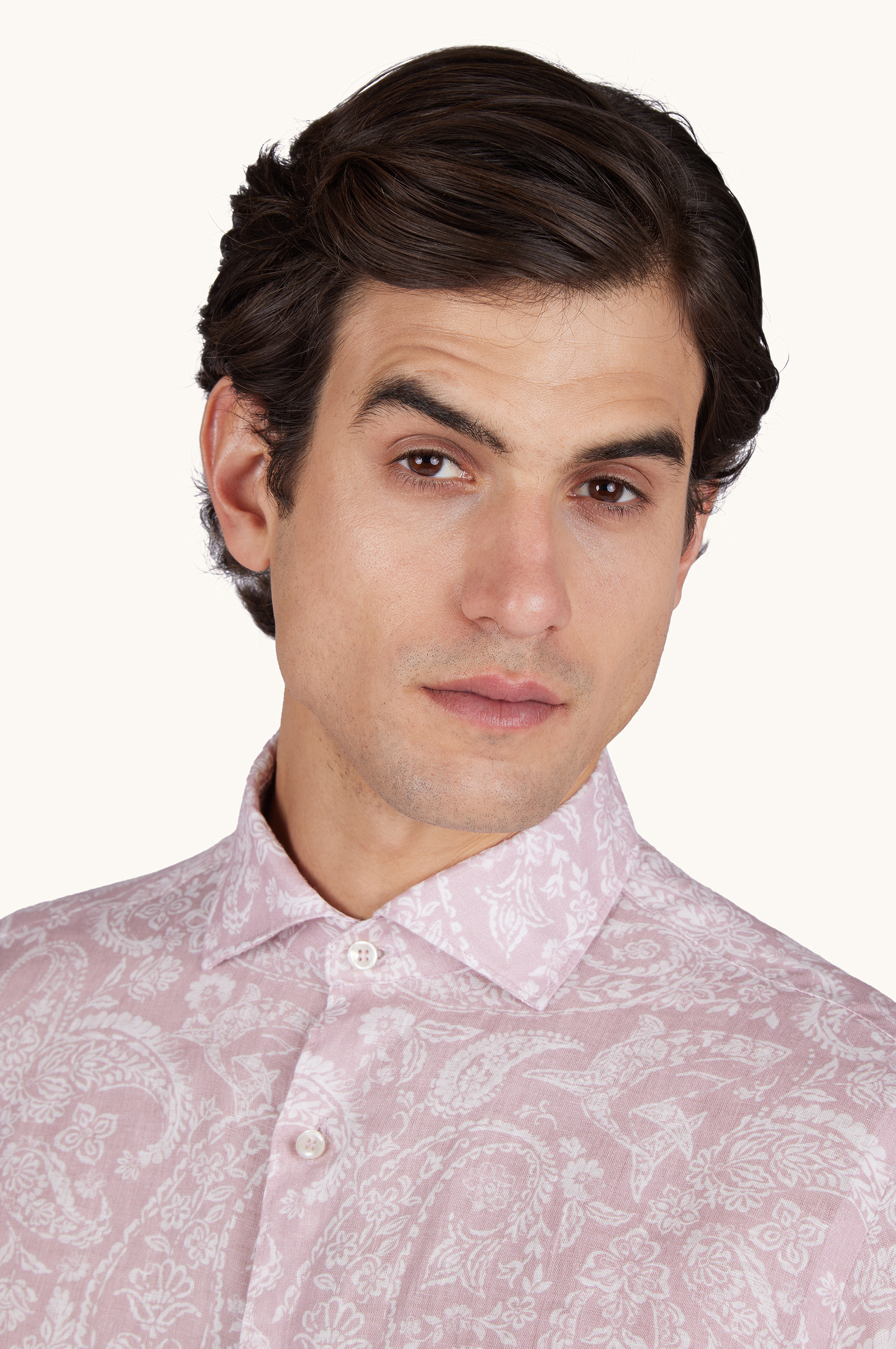 Linen shirt with Shark Paisley pattern image number 4