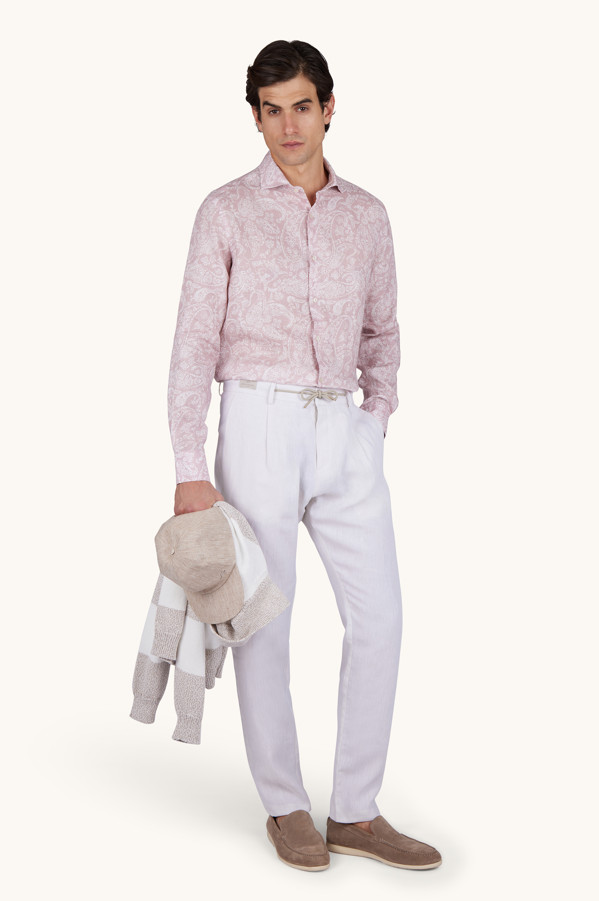 Linen shirt with Shark Paisley pattern image number 2