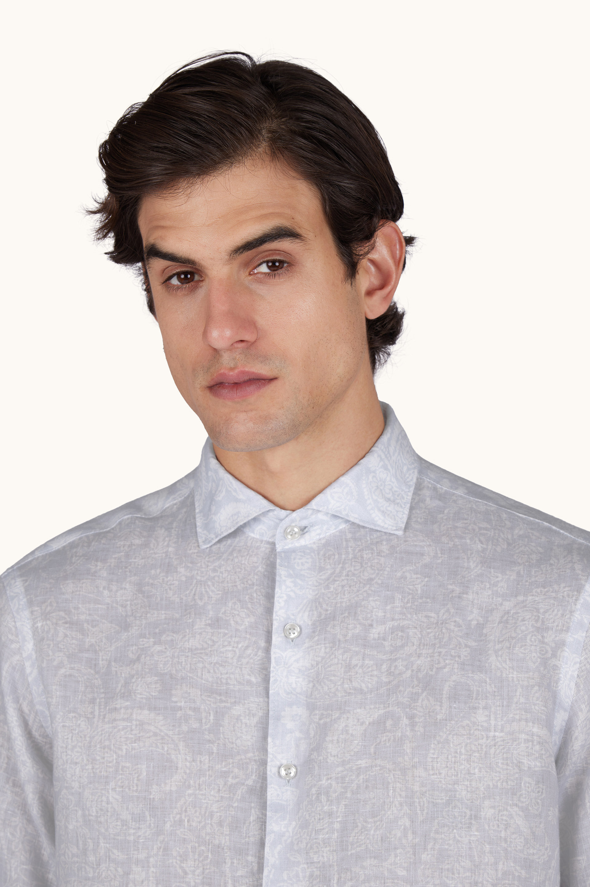 Leinenhemd mit Shark Paisley Muster image number 4