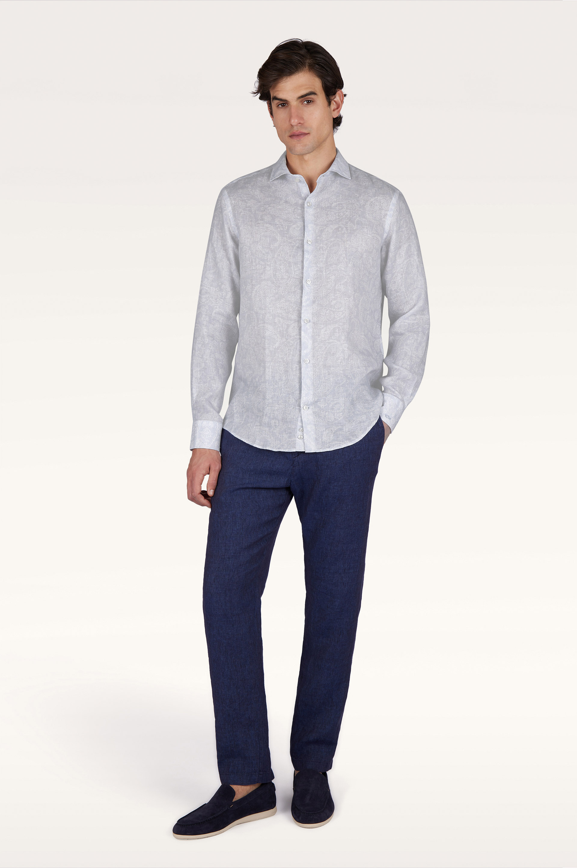 Leinenhemd mit Shark Paisley Muster image number 2