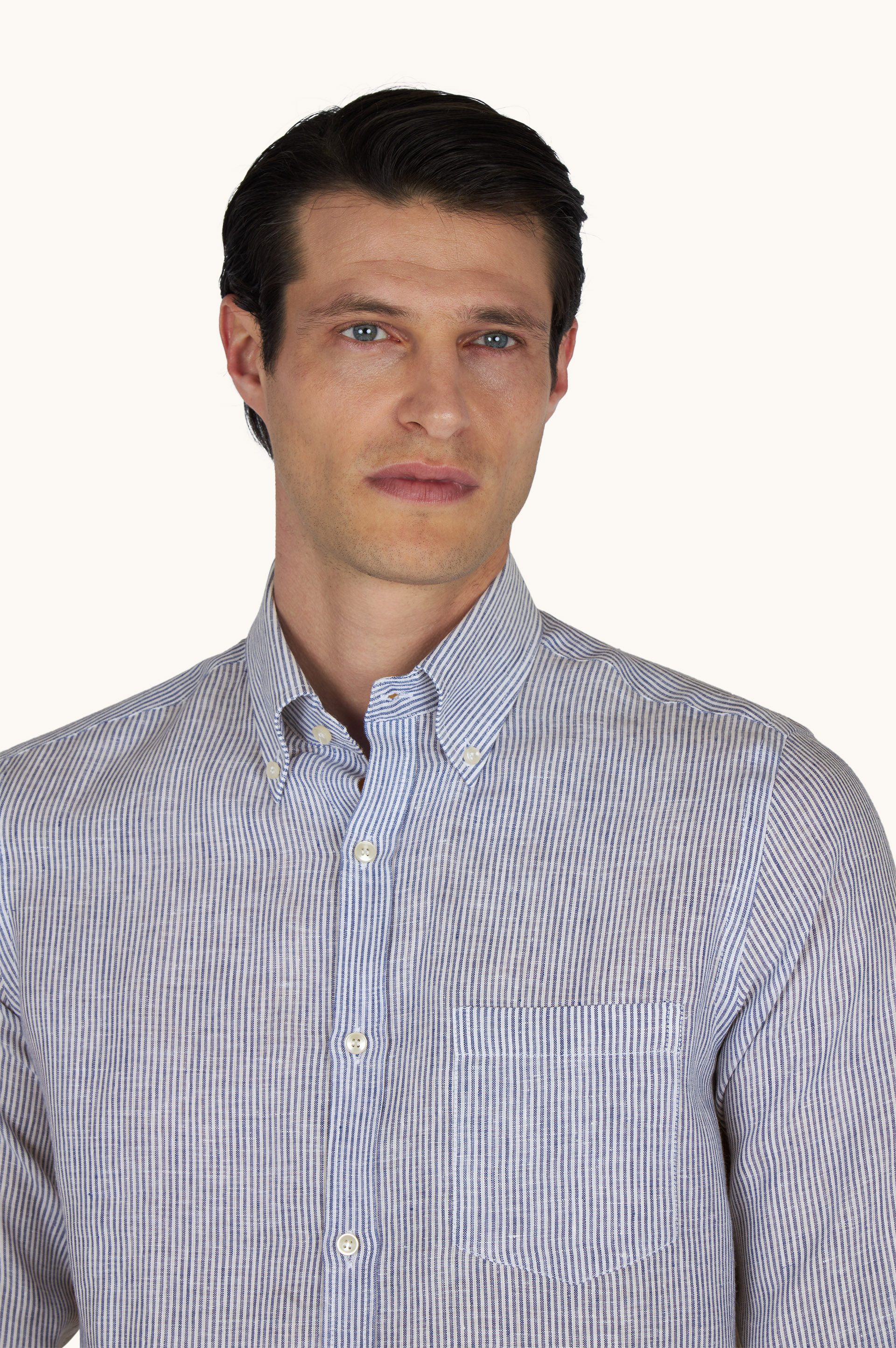 Camisa de lino Soffio con estampado de rayas image number 4