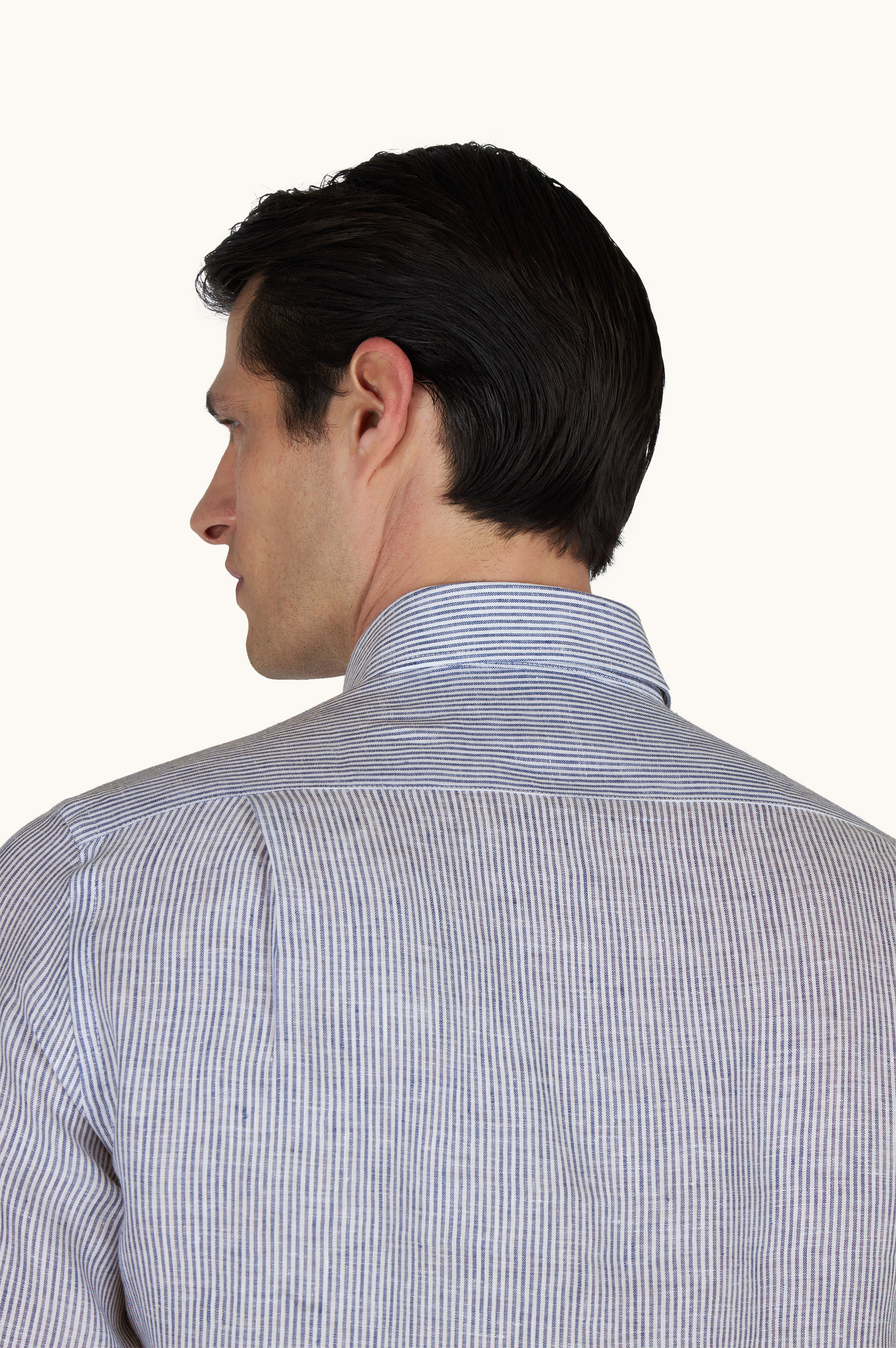 Camisa de lino Soffio con estampado de rayas image number 8