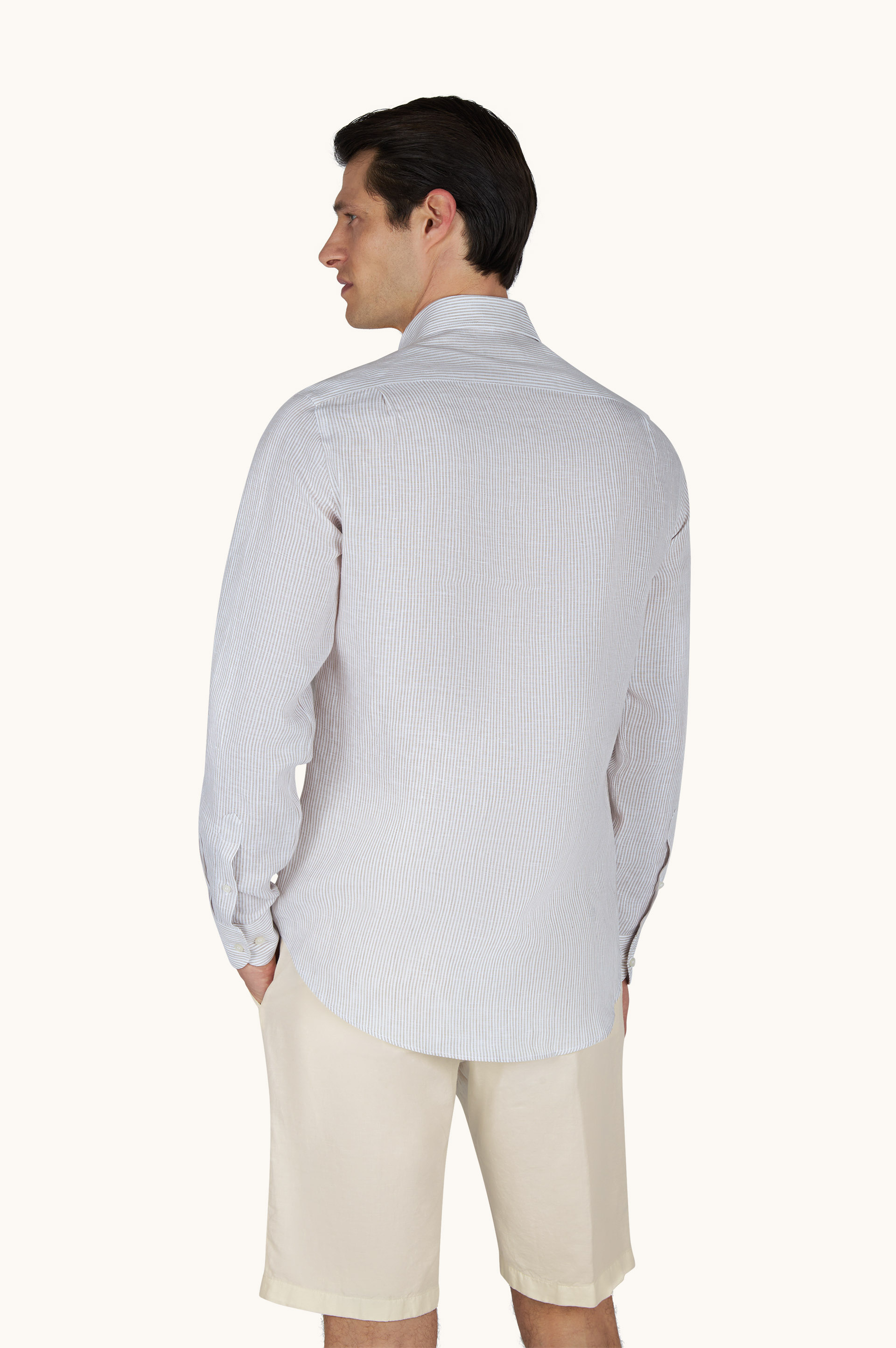 Camisa de lino Soffio con estampado de rayas image number 3