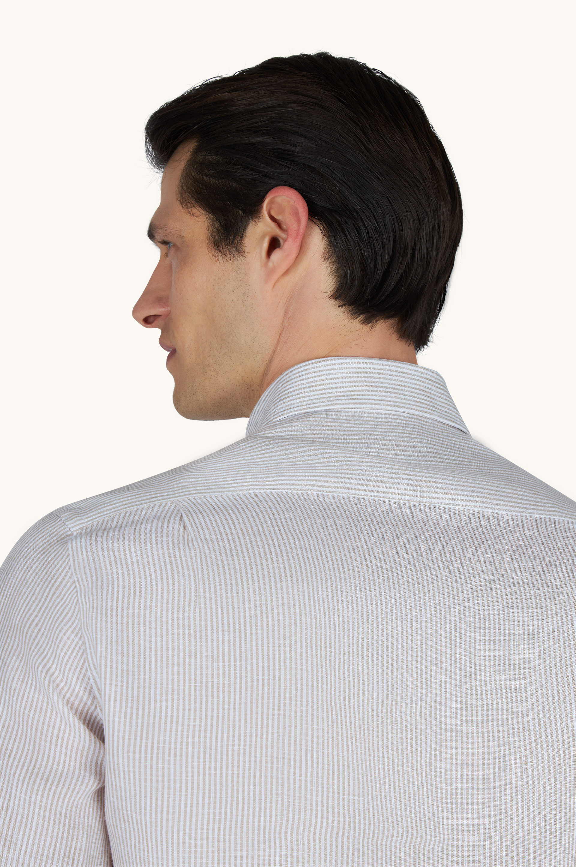 Camisa de lino Soffio con estampado de rayas image number 8