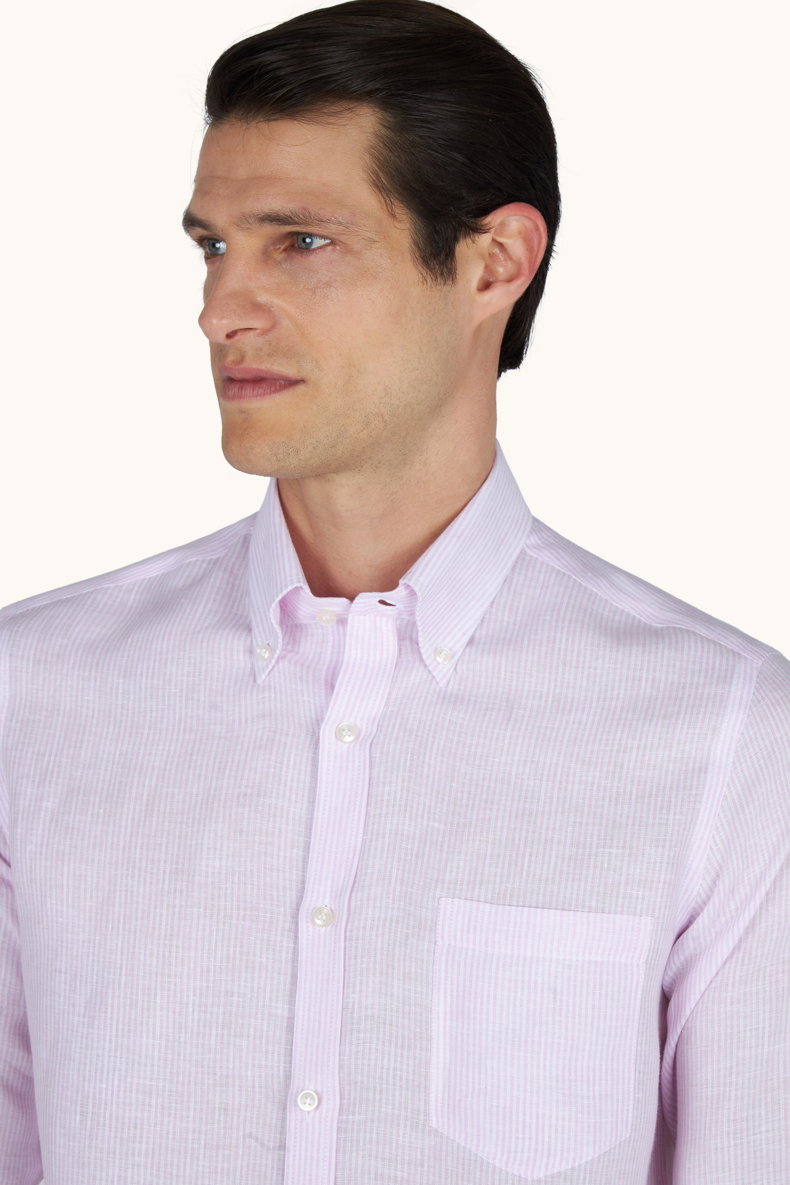 Camisa de lino Soffio con estampado de rayas image number 4