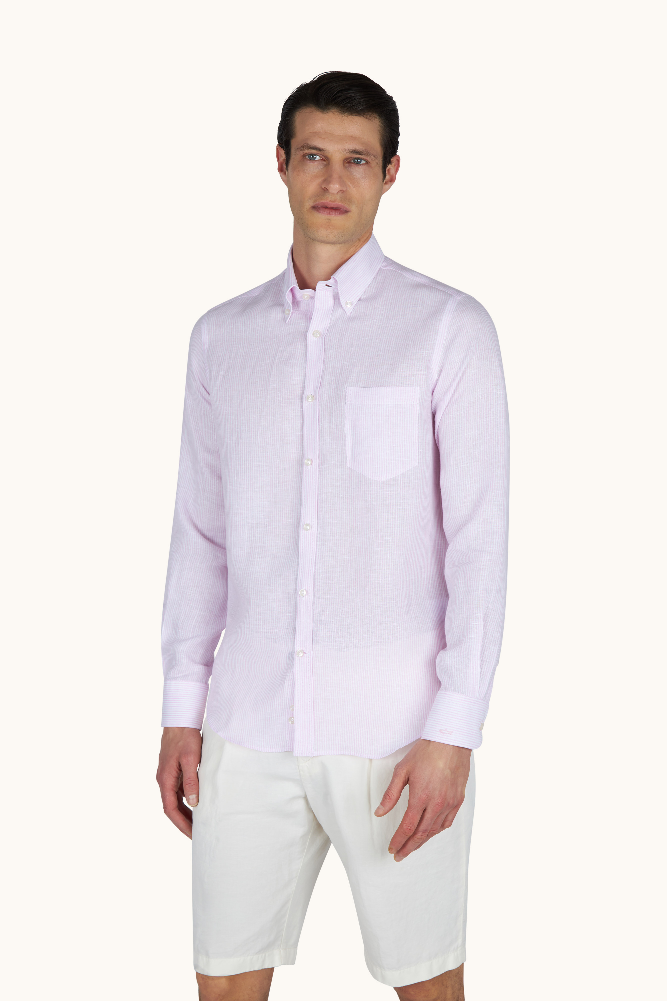 Camisa de lino Soffio con estampado de rayas image number 0