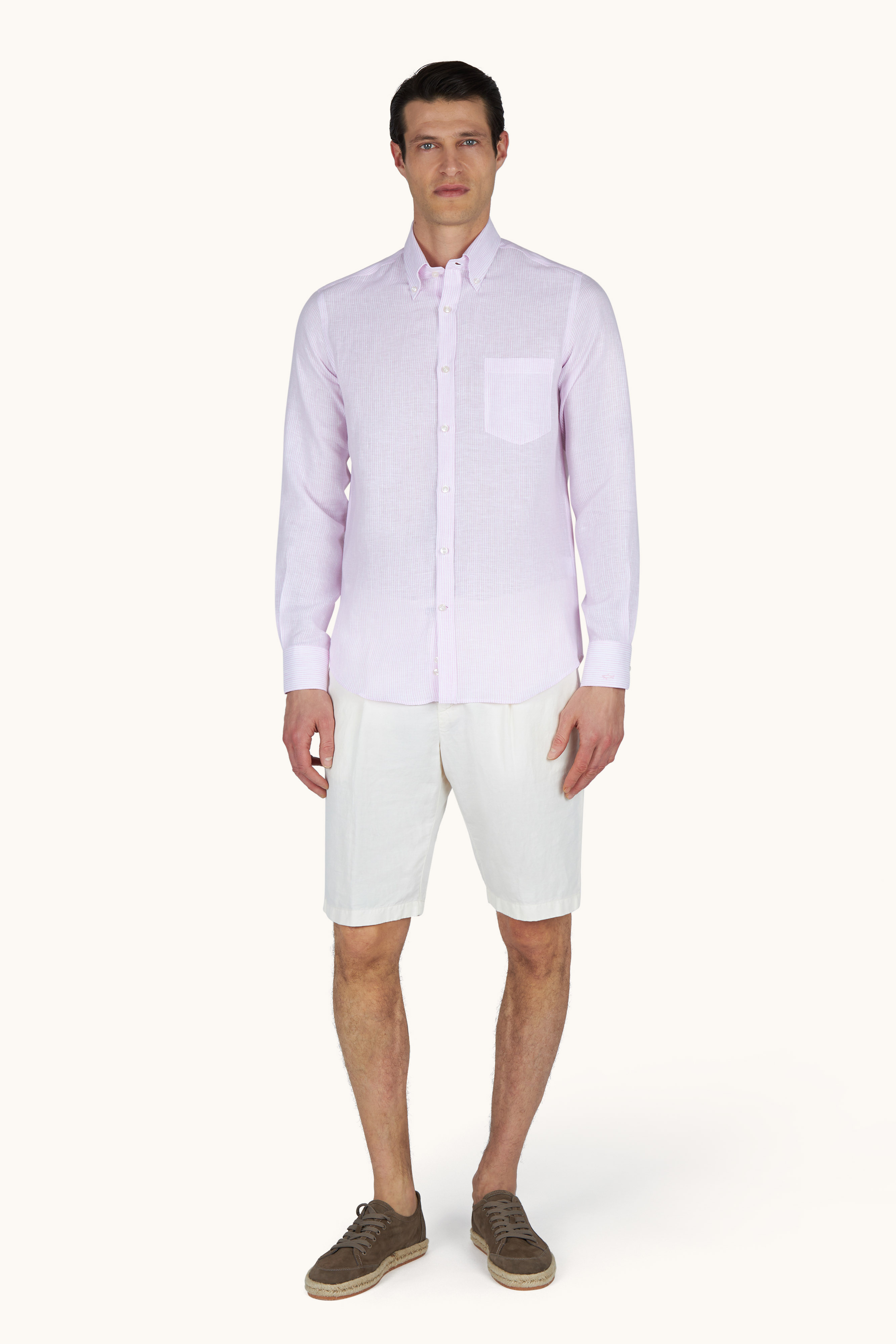 Camisa de lino Soffio con estampado de rayas image number 2