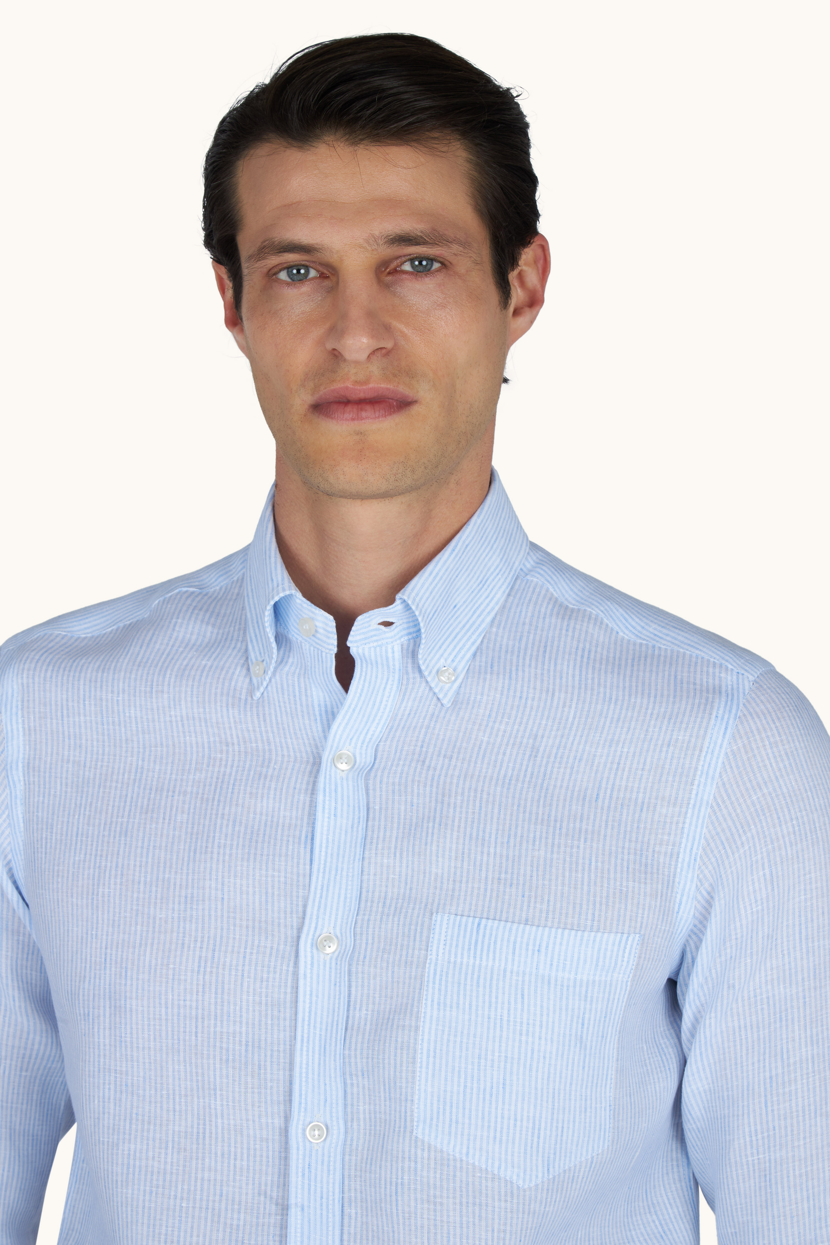 Camisa de lino Soffio con estampado de rayas image number 4