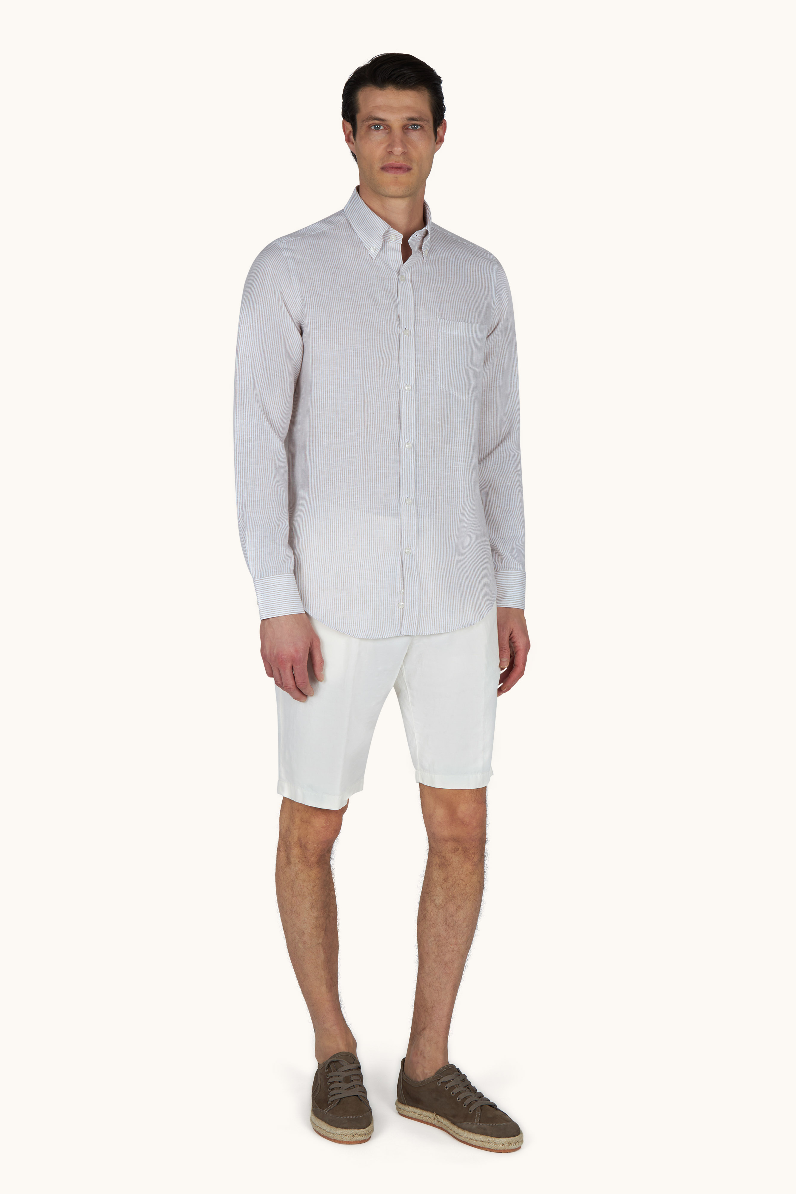 Camisa de lino Soffio con estampado de rayas image number 2