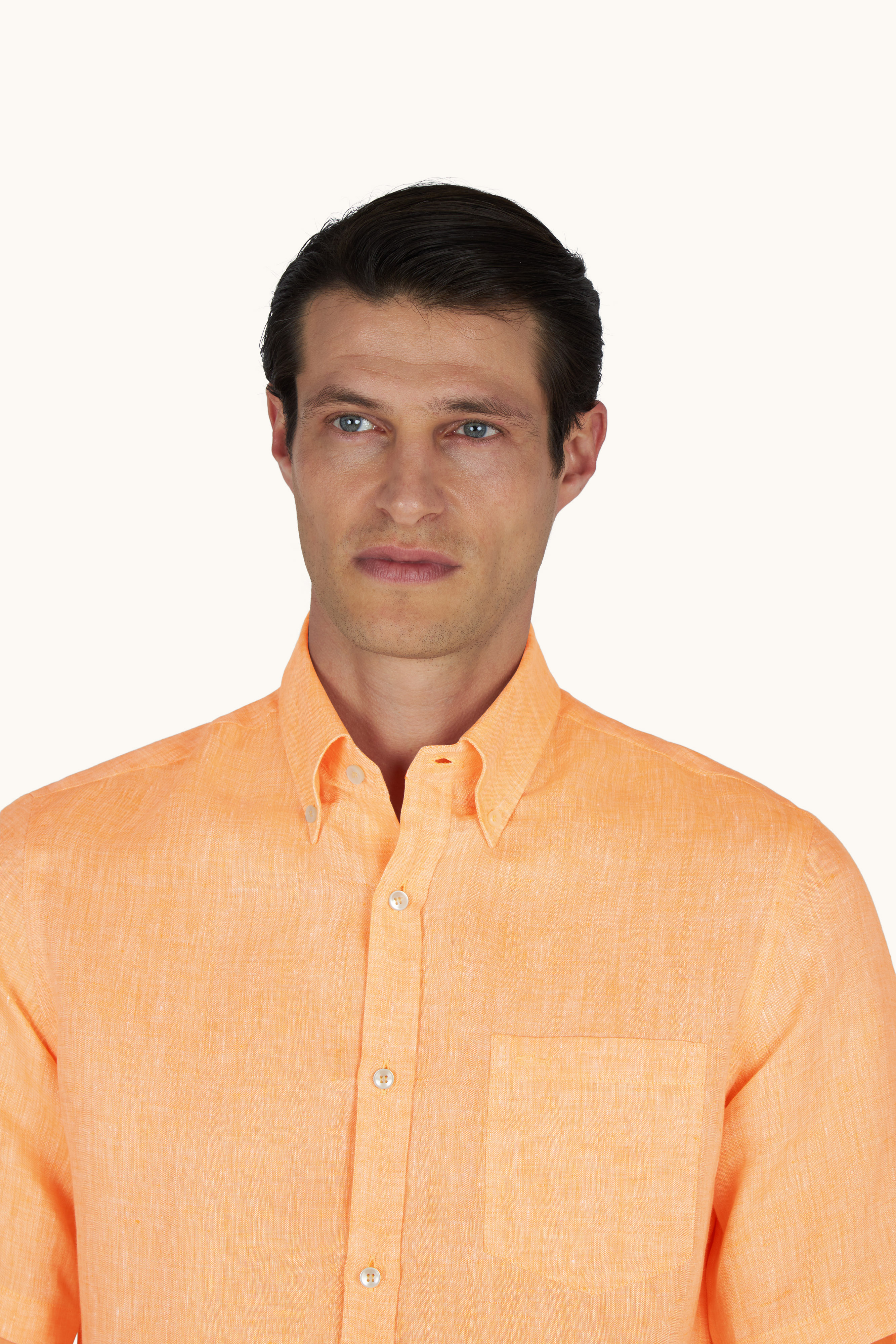 Camisa de lino Soffio de manga corta image number 4