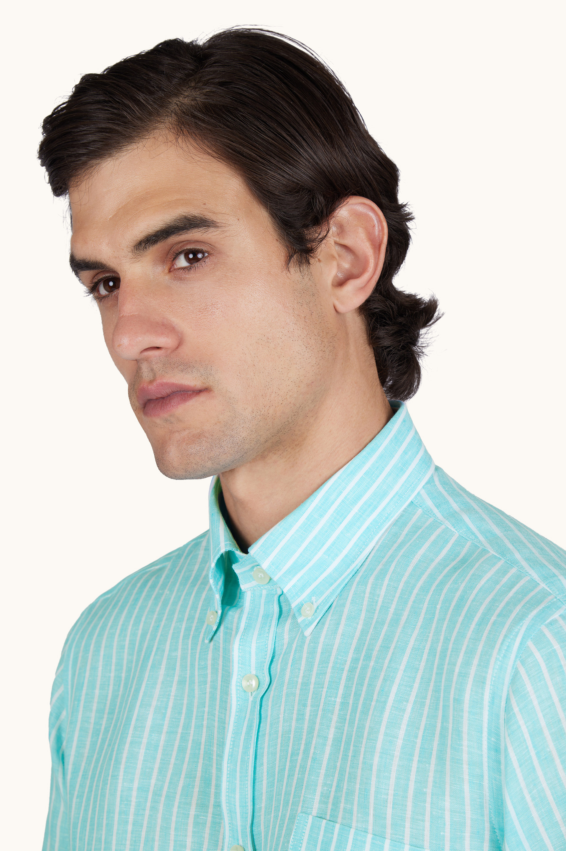 Soffio linen shirt with striped pattern image number 3