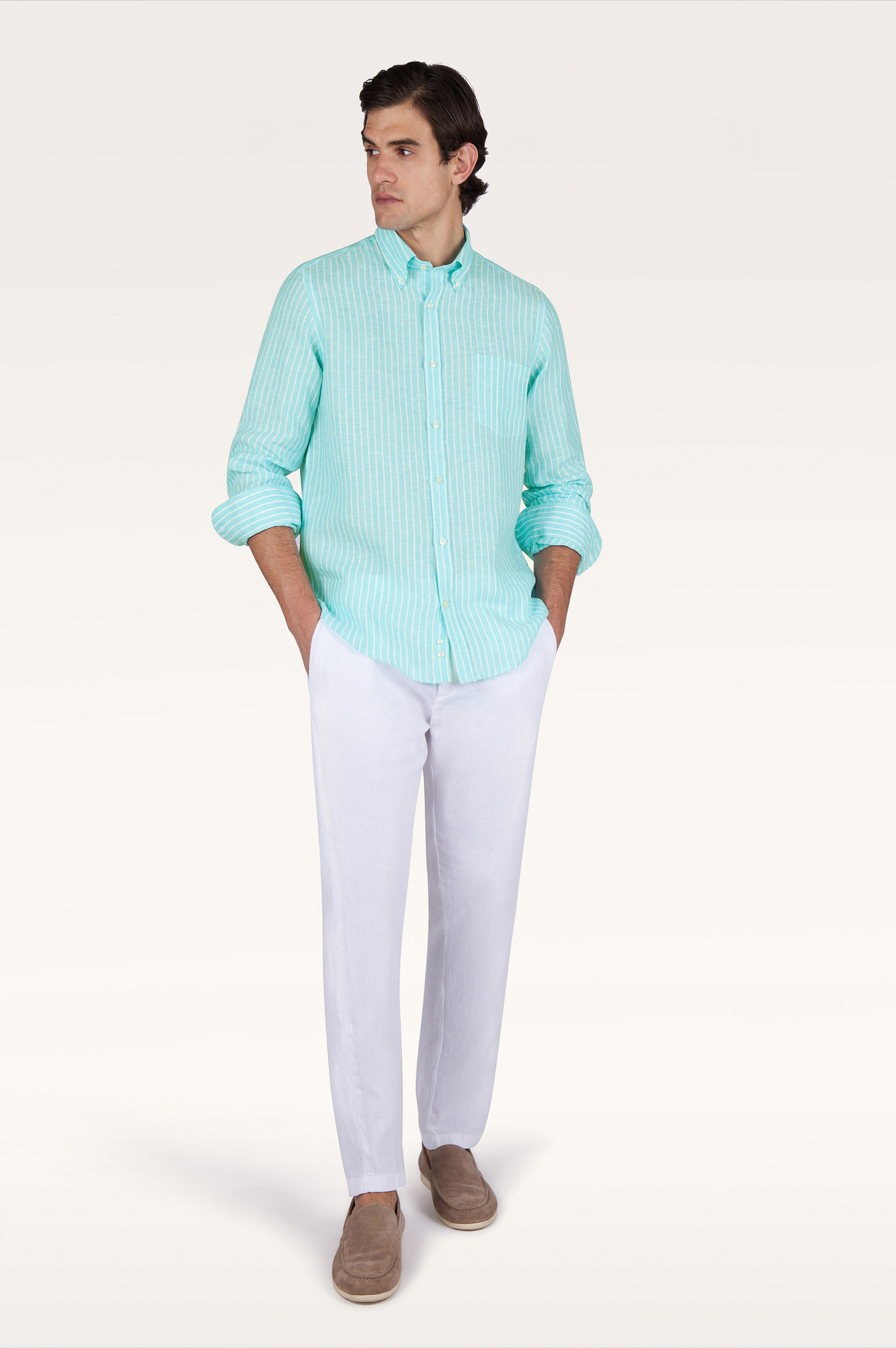 Soffio linen shirt with striped pattern image number 2