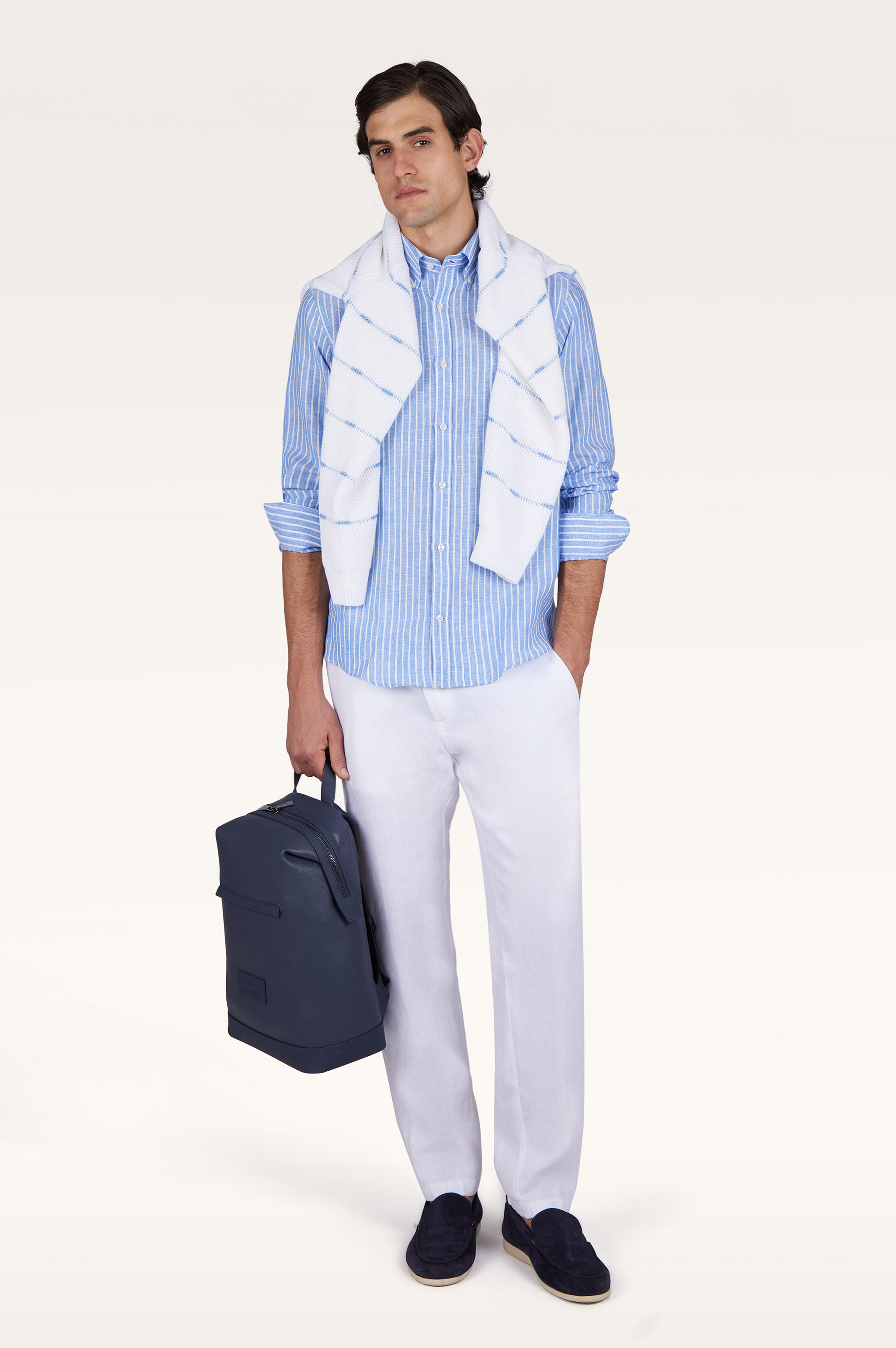 Рубашка из льна Soffio в полоску image number 1