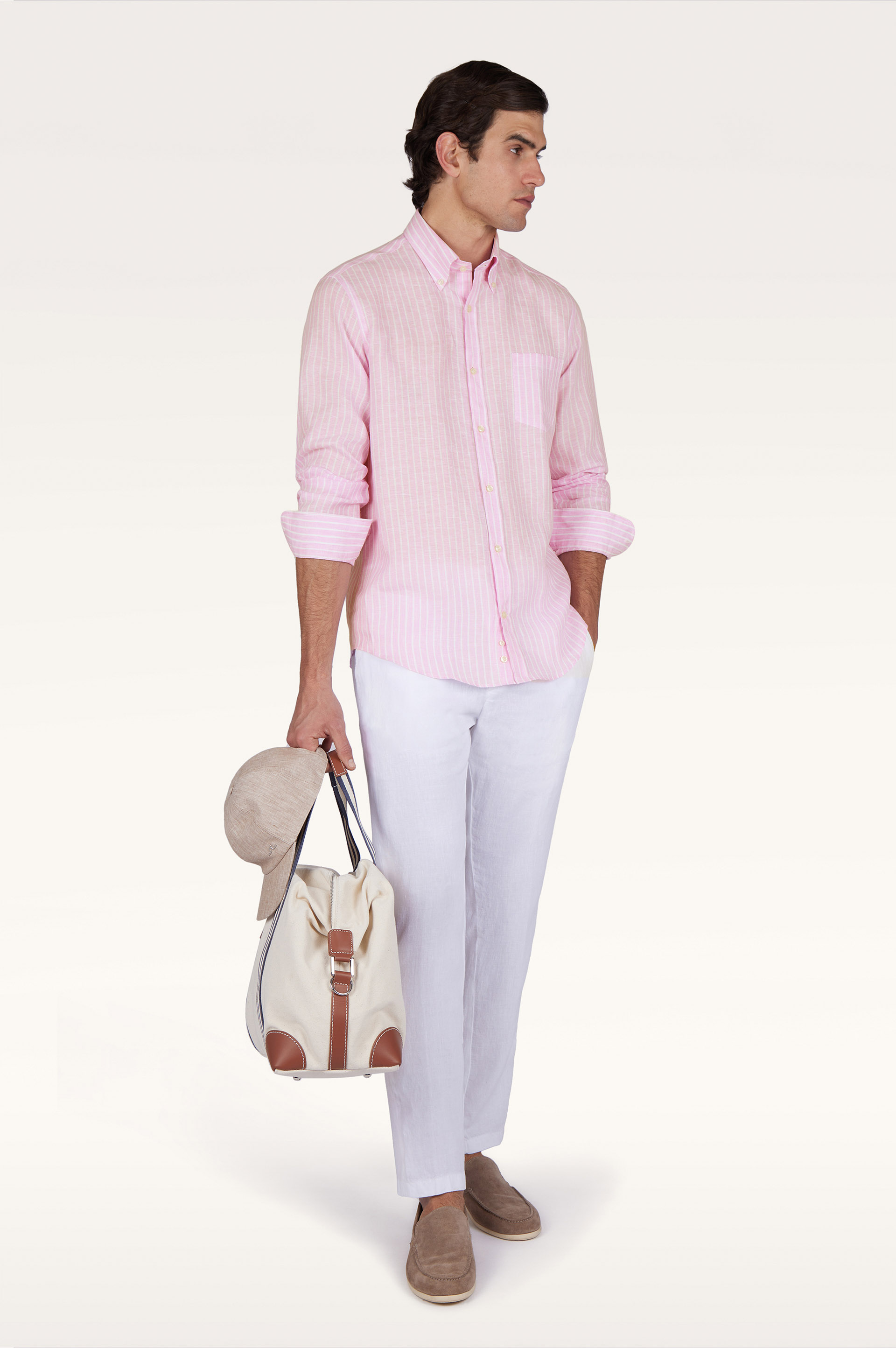 Soffio linen shirt with striped pattern image number 2