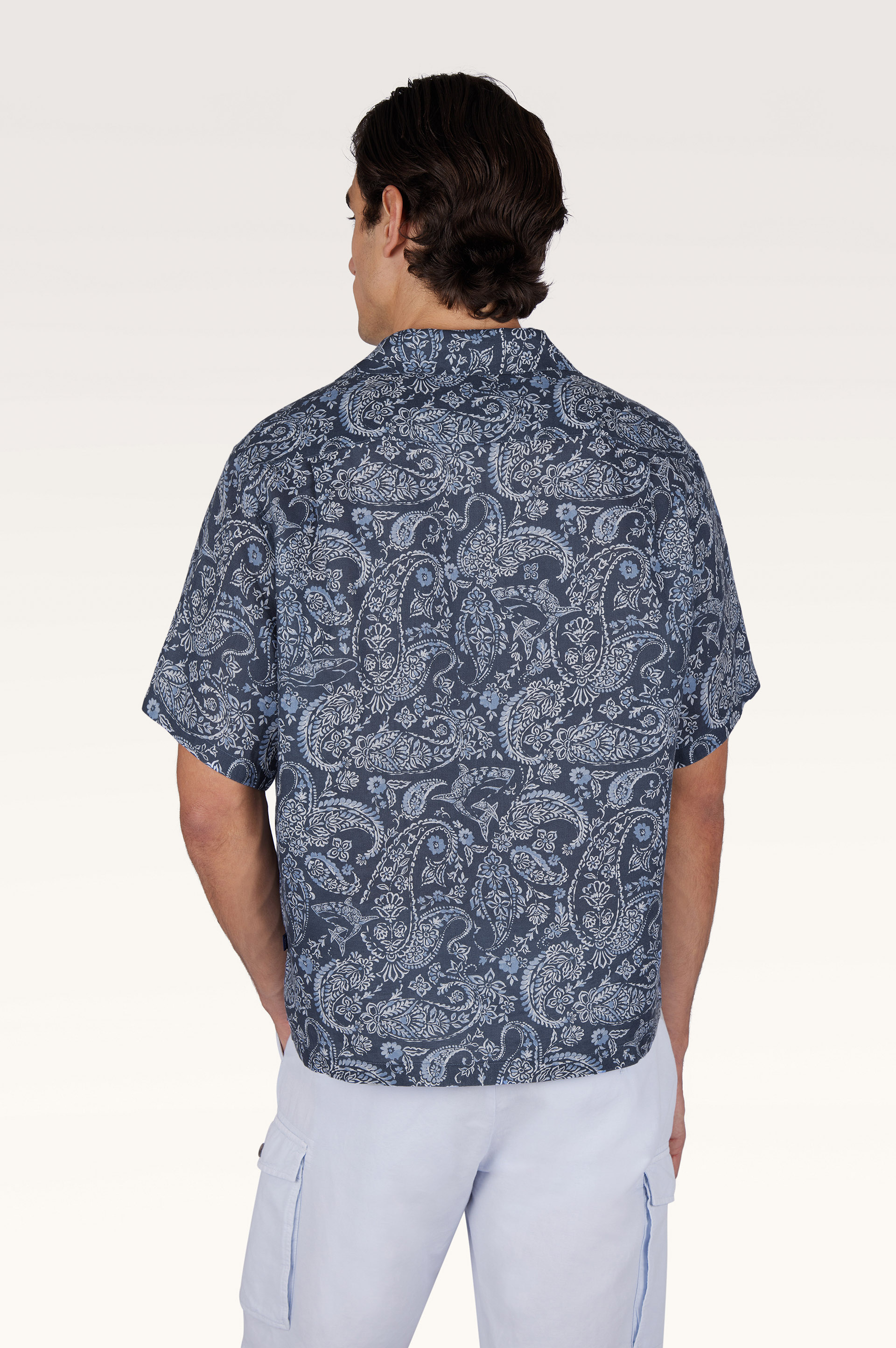 Camicia in lino con motivo Shark Paisley image number 3
