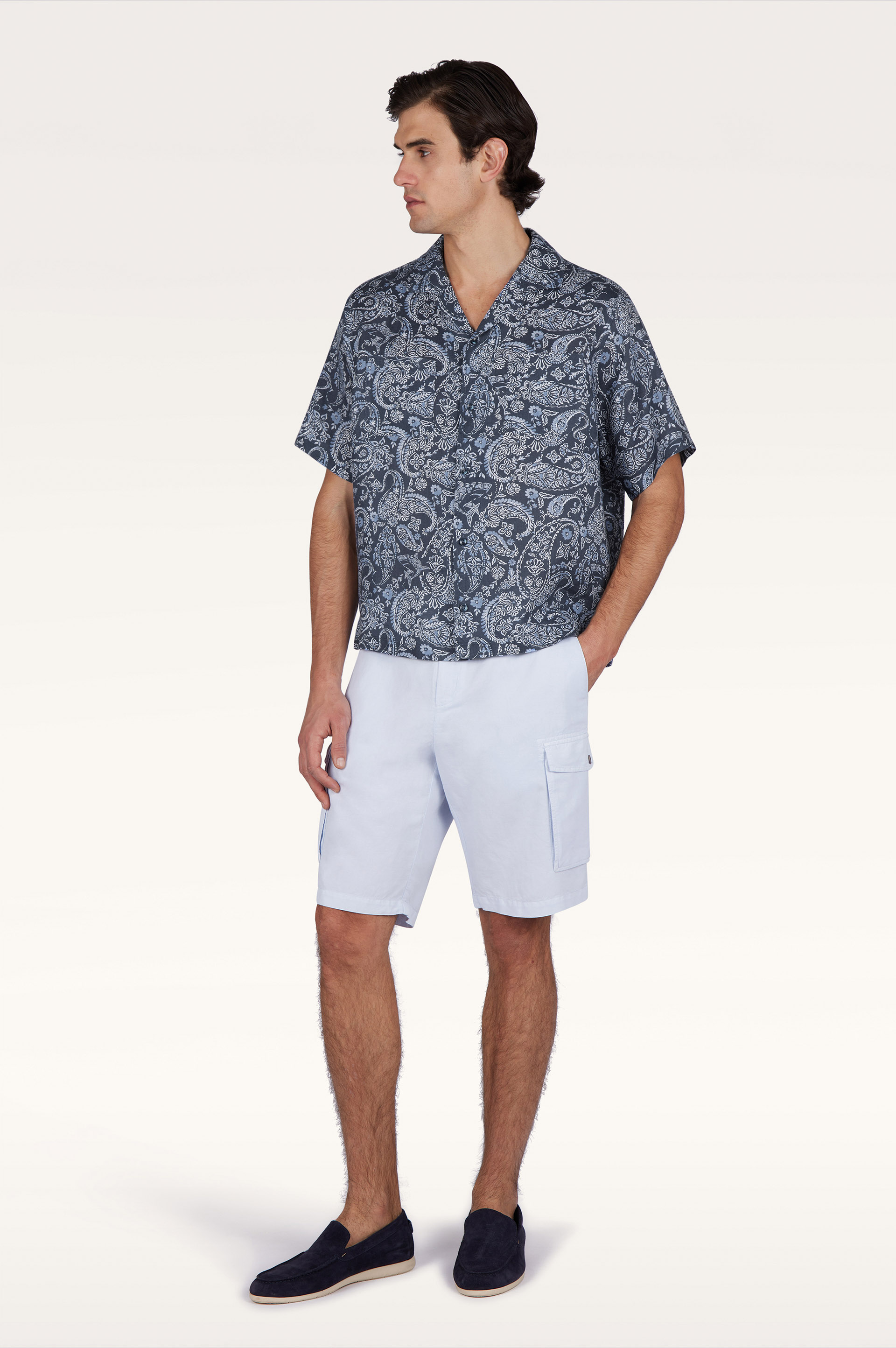 Camicia in lino con motivo Shark Paisley image number 2