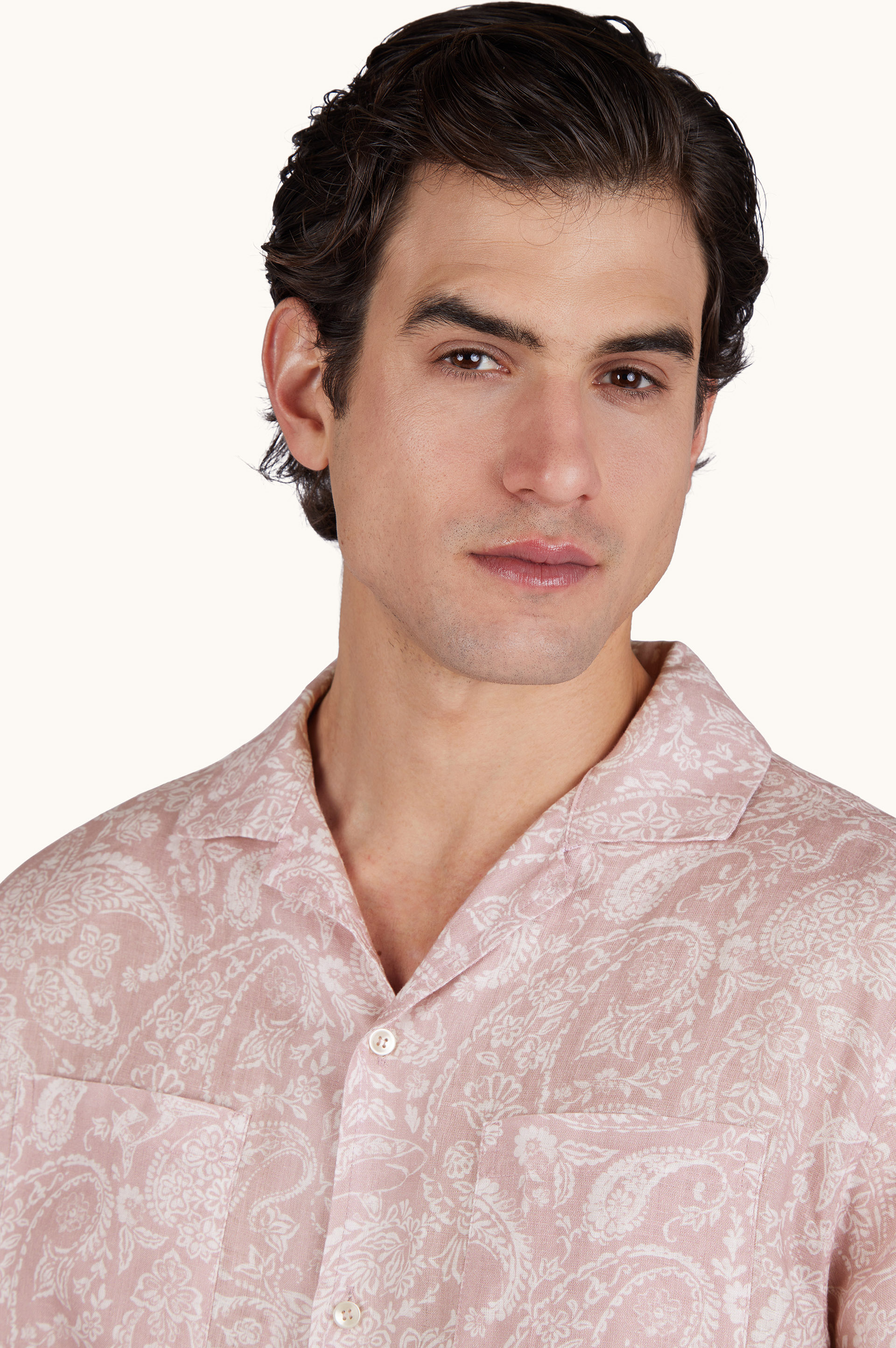 Linen shirt with Shark Paisley pattern image number 4