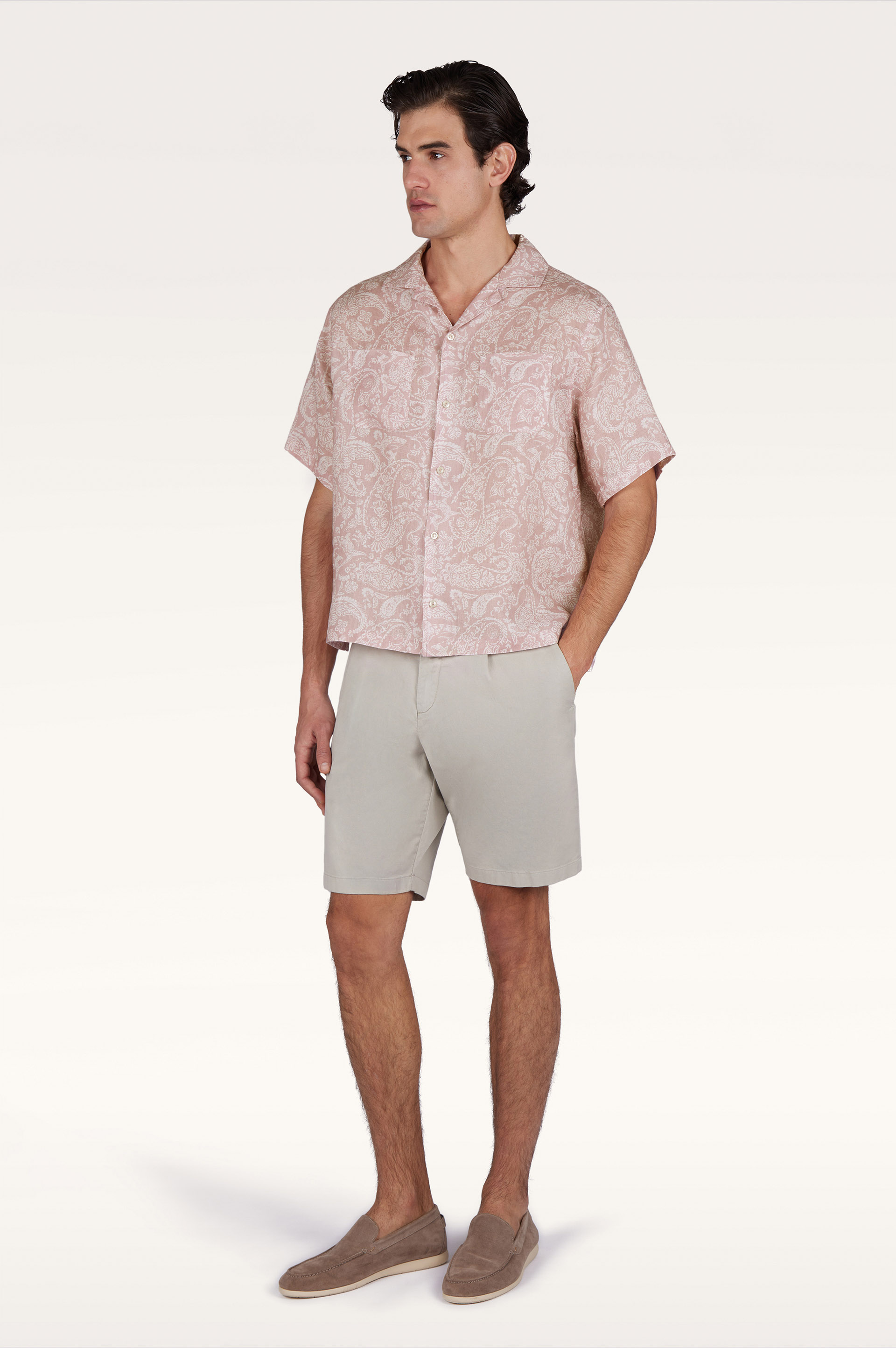 Linen shirt with Shark Paisley pattern image number 2