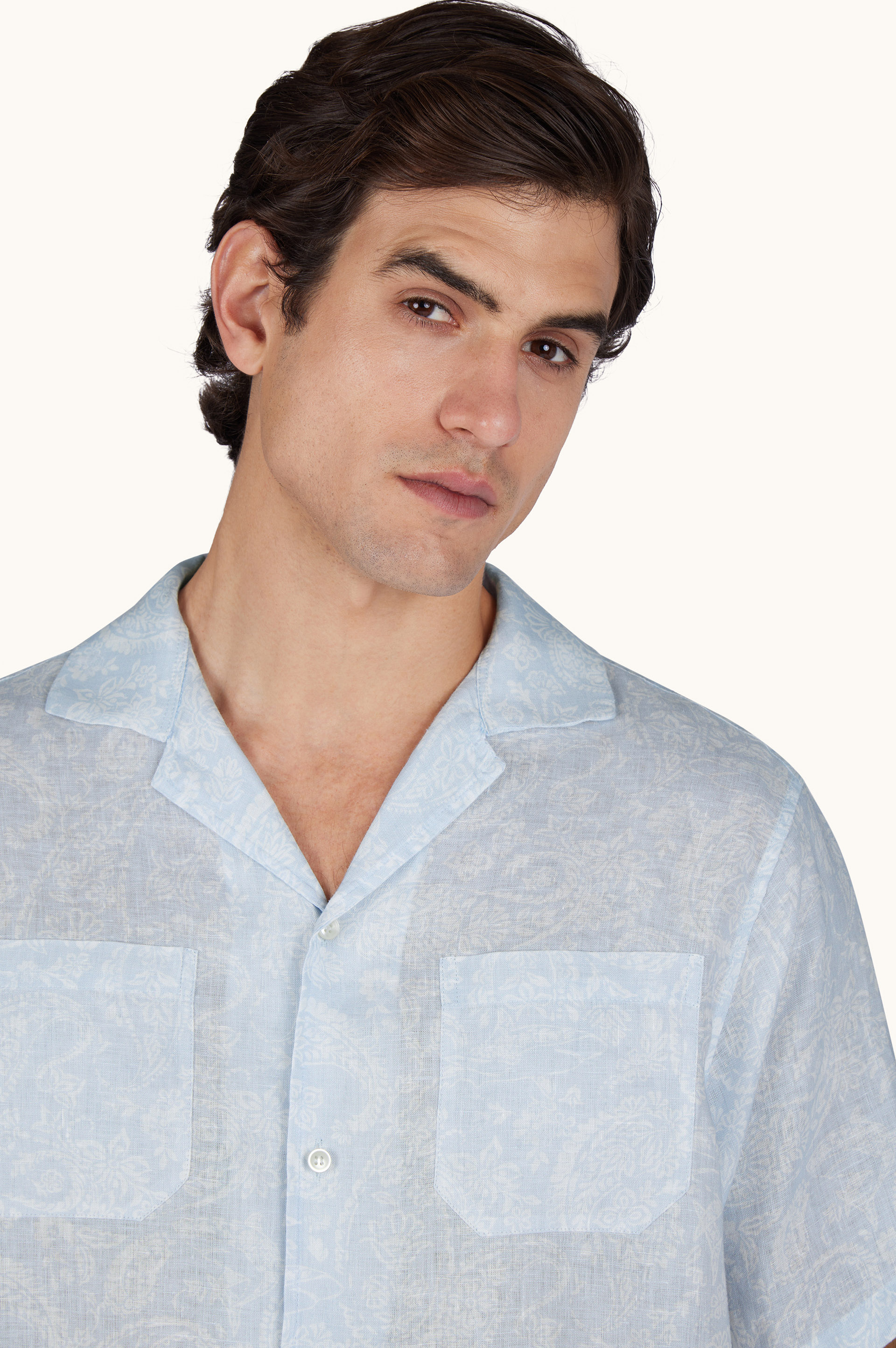 Linen shirt with Shark Paisley pattern image number 4
