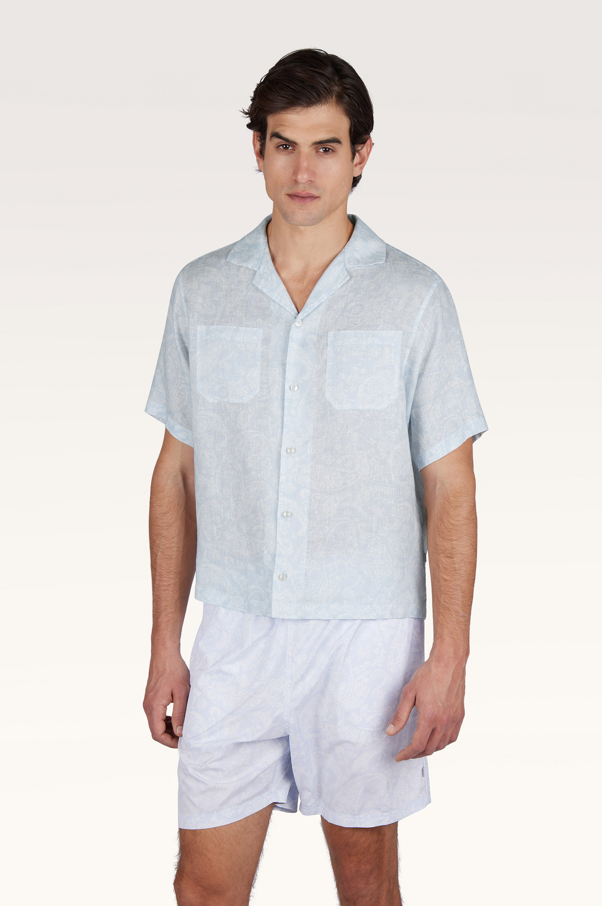 Linen shirt with Shark Paisley pattern image number 0
