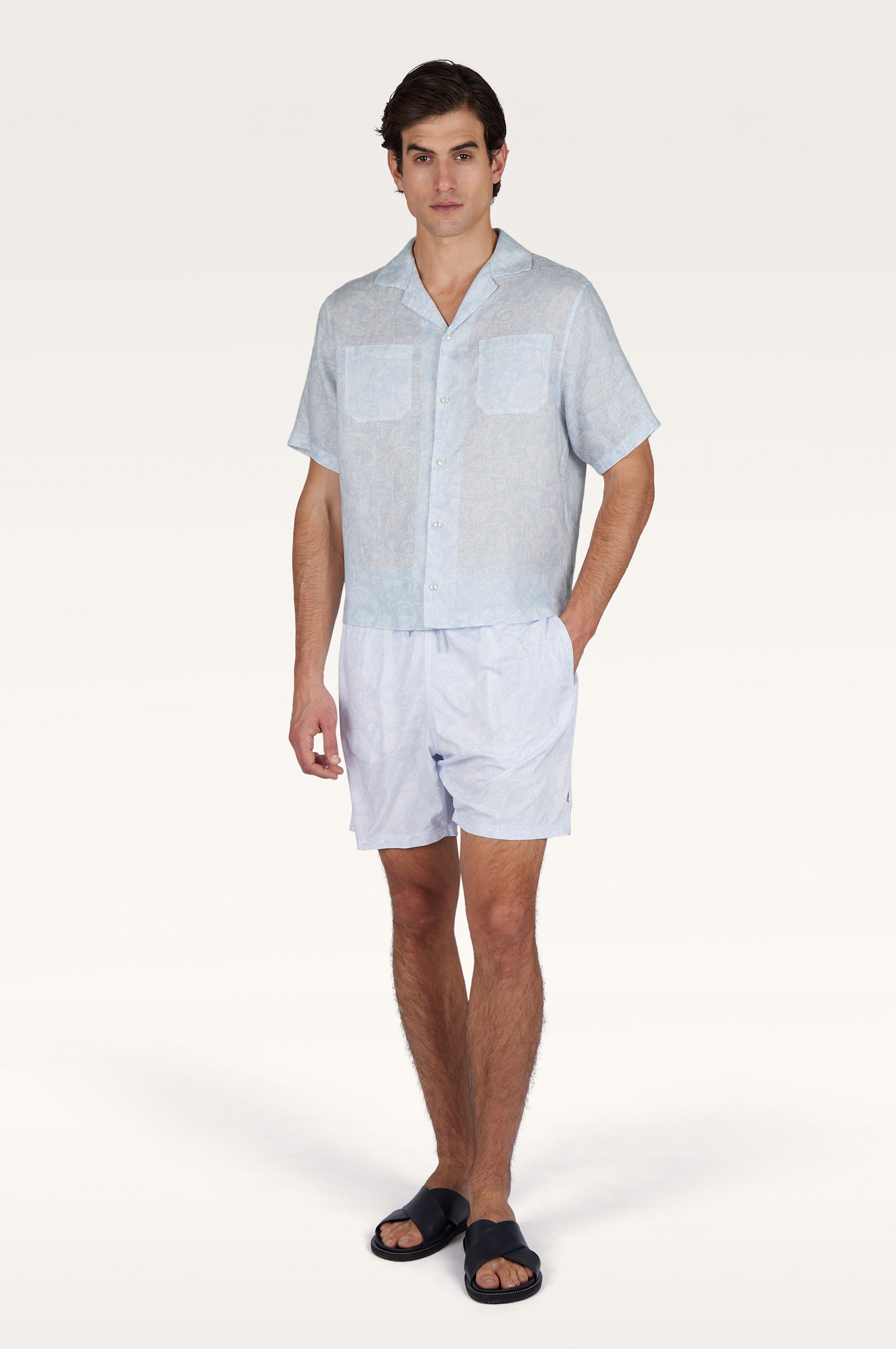 Linen shirt with Shark Paisley pattern image number 2