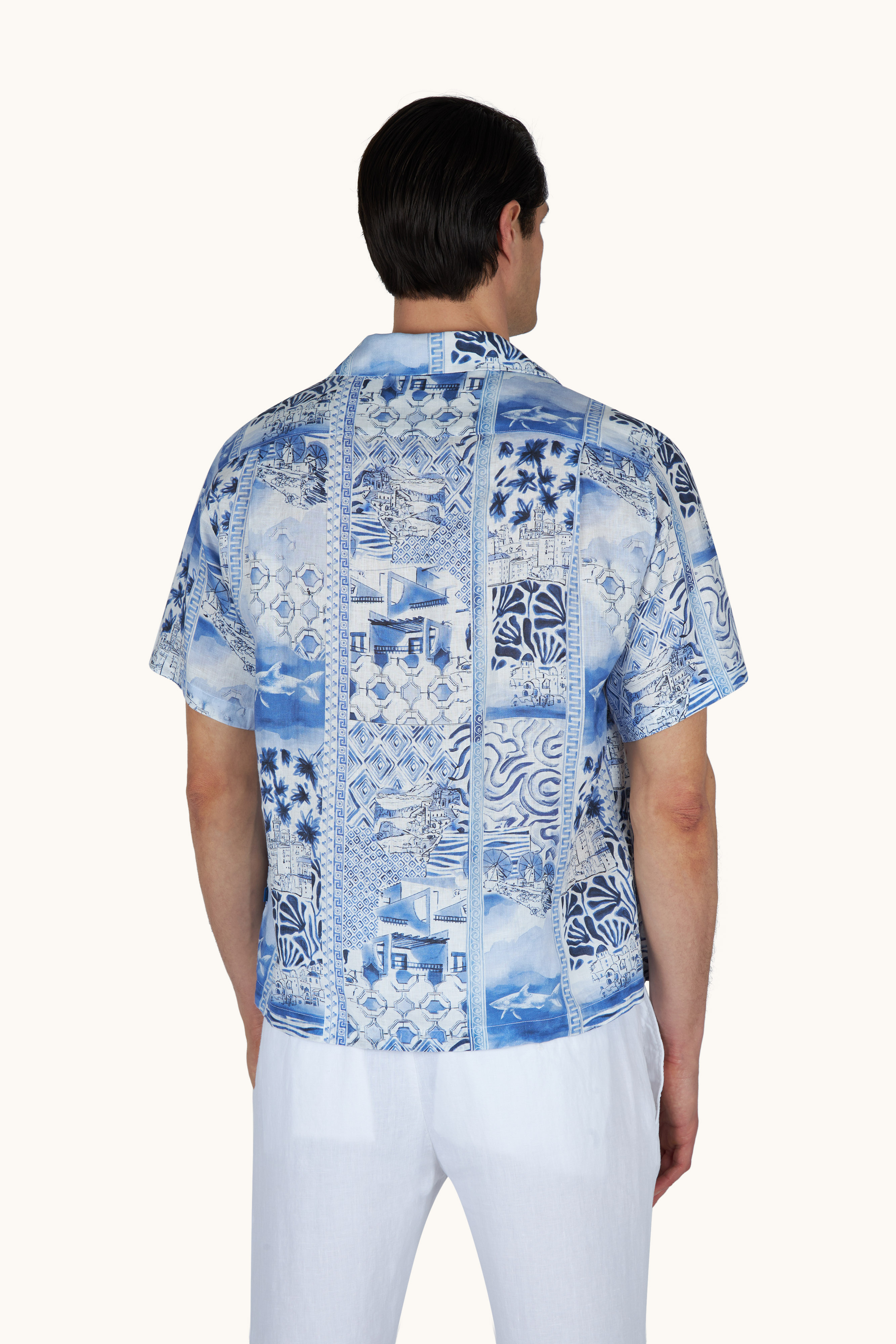 Camisa de lino con estampado Greece Voyage image number 3