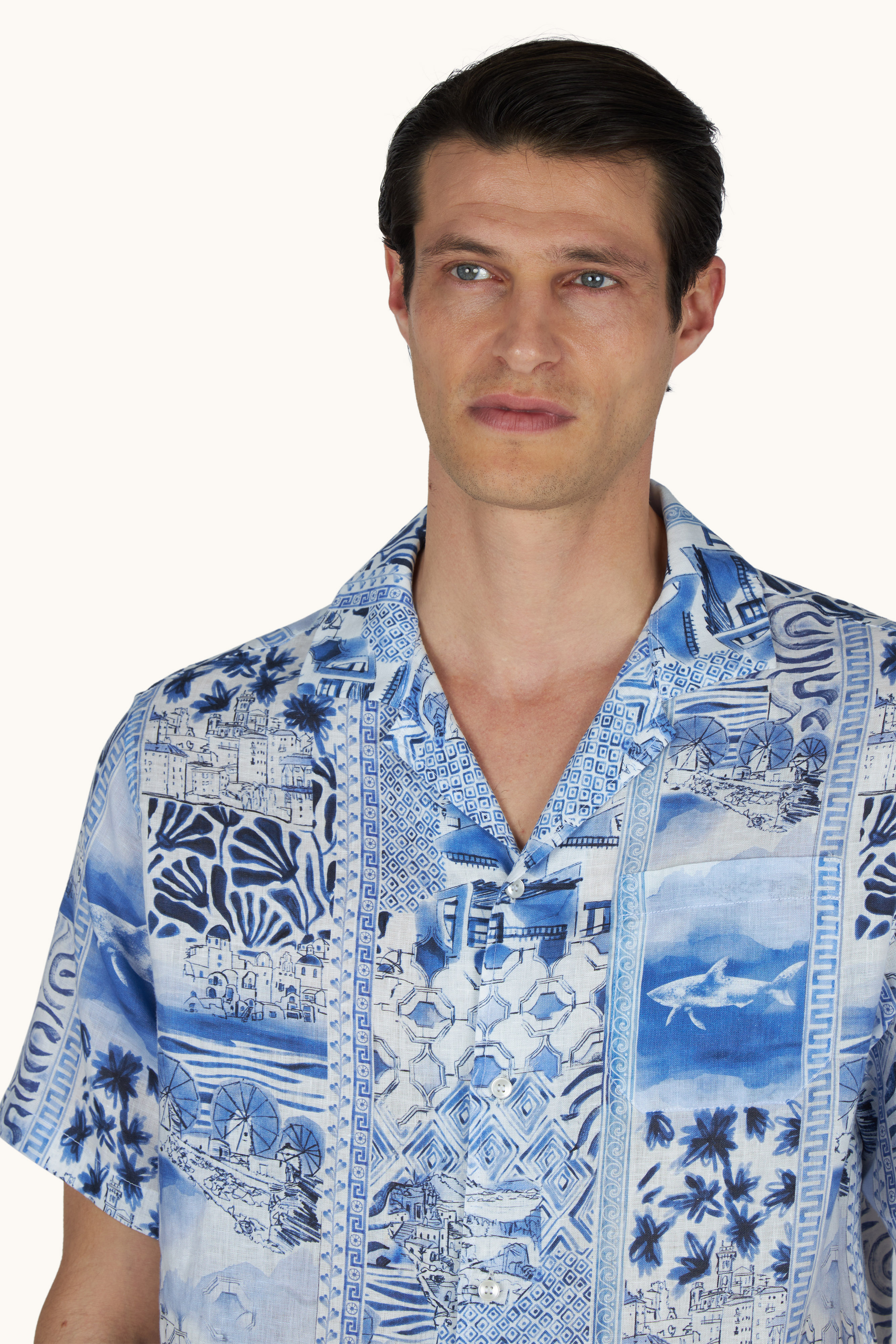 Camisa de lino con estampado Greece Voyage image number 4