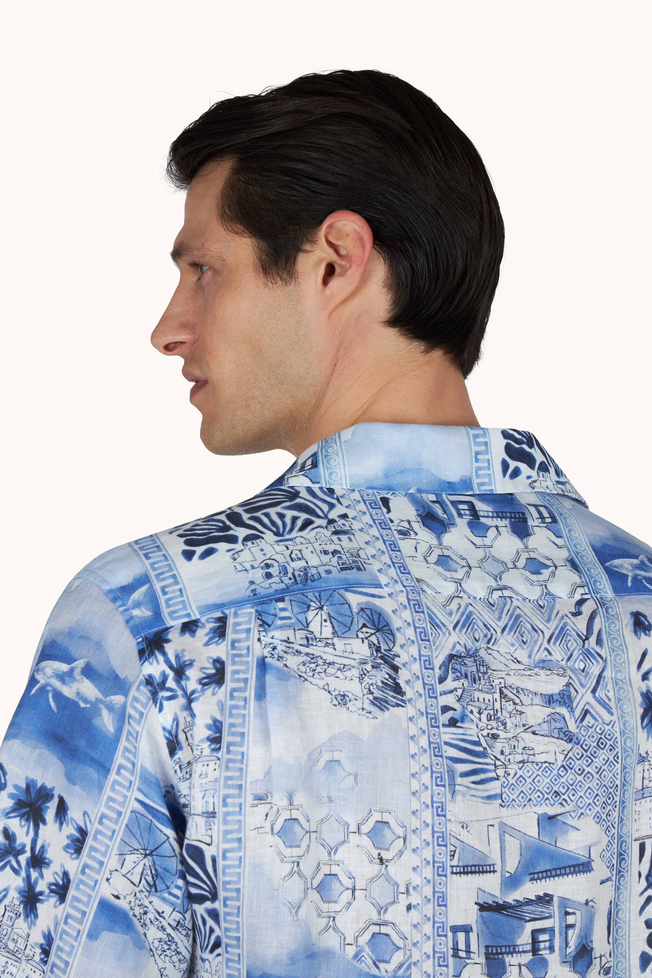 Camisa de lino con estampado Greece Voyage image number 8
