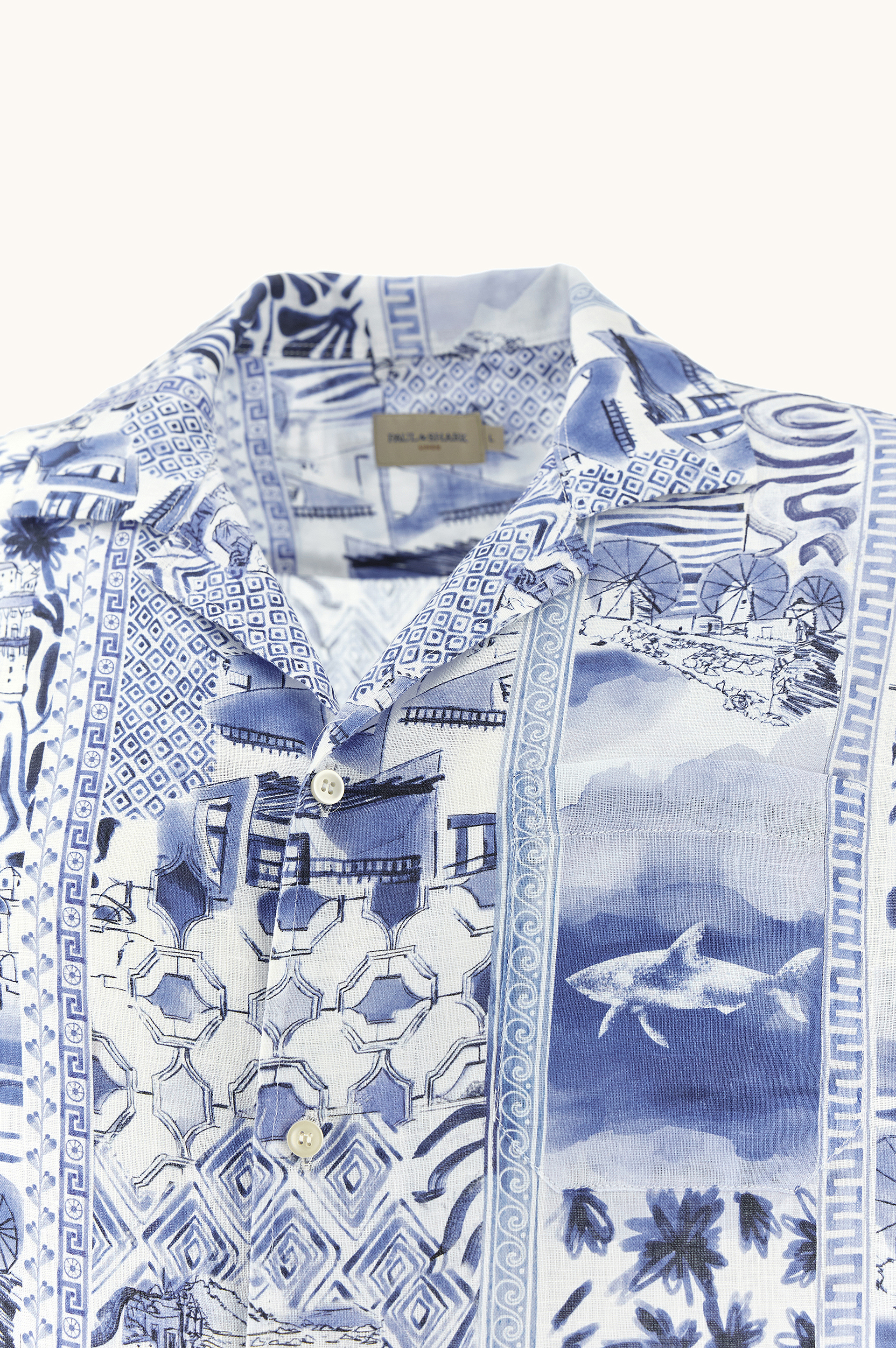 Camisa de lino con estampado Greece Voyage image number 5