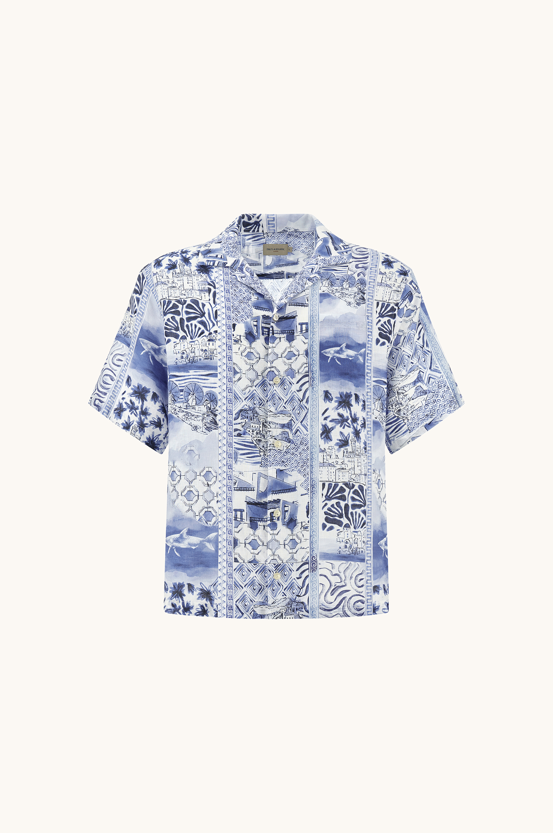 Camisa de lino con estampado Greece Voyage image number 1
