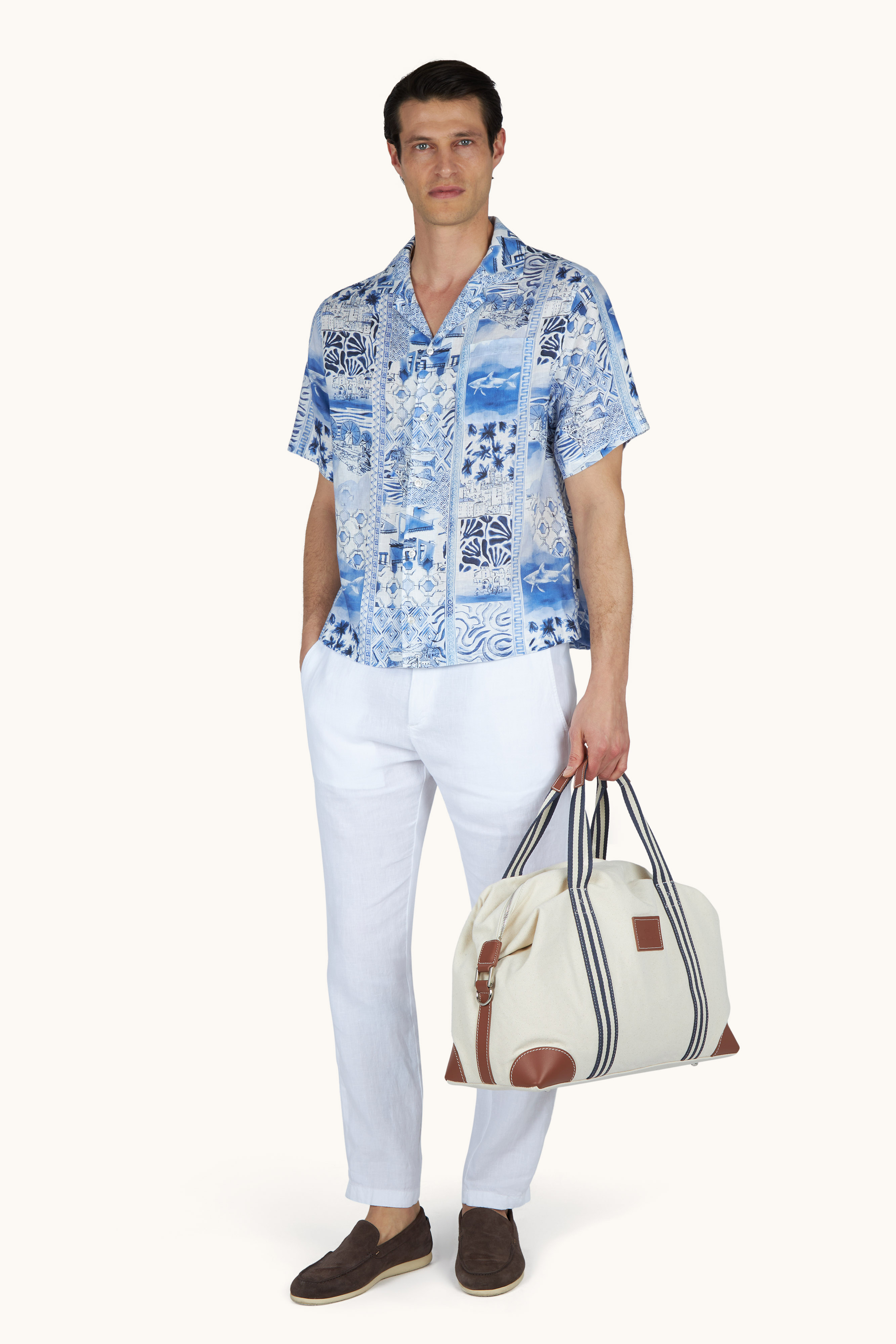 Camisa de lino con estampado Greece Voyage image number 2