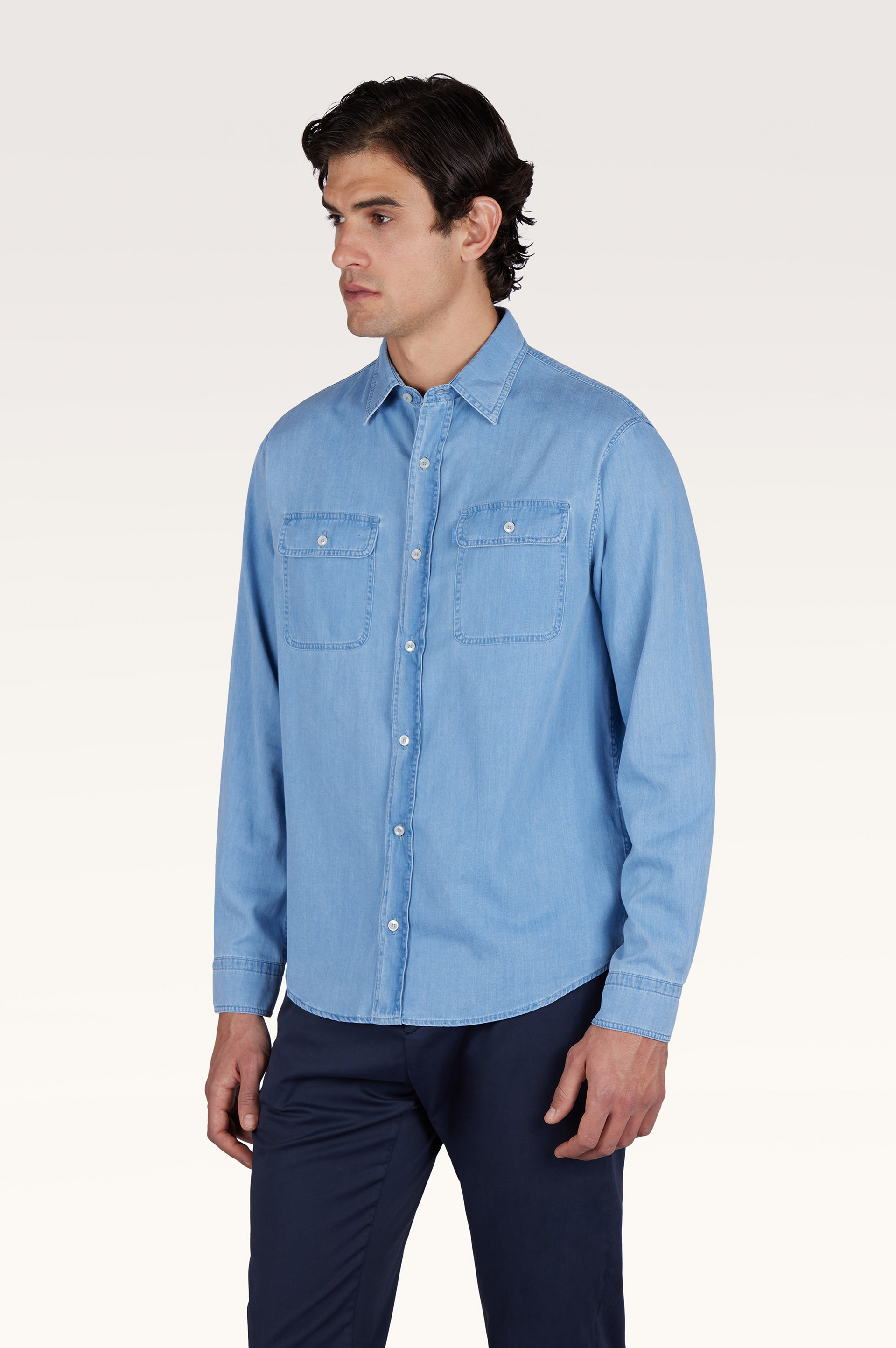 X‑Soft overshirt in Giza cotton denim image number 0