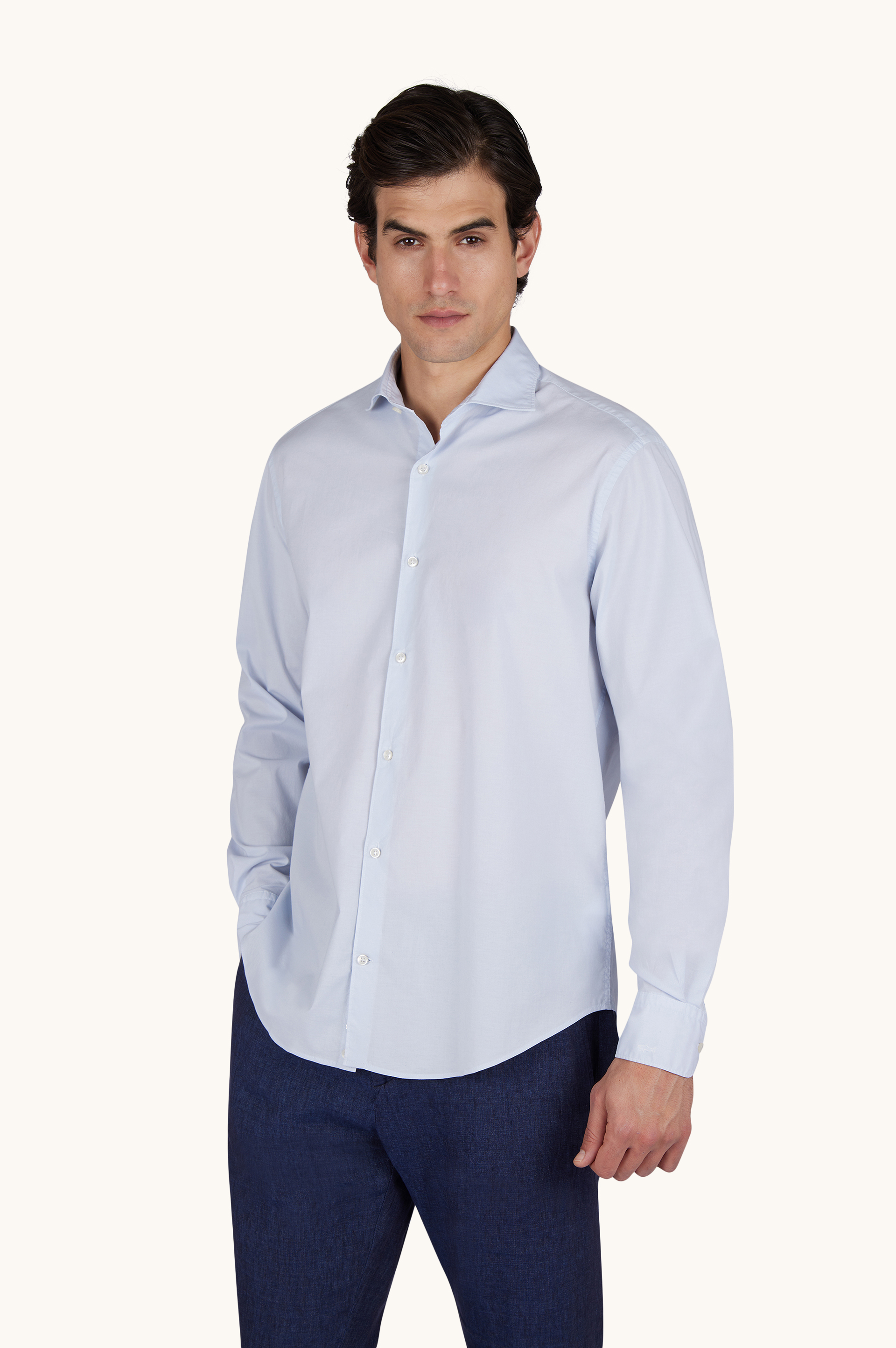 Garment‑dyed cotton voile shirt image number 0