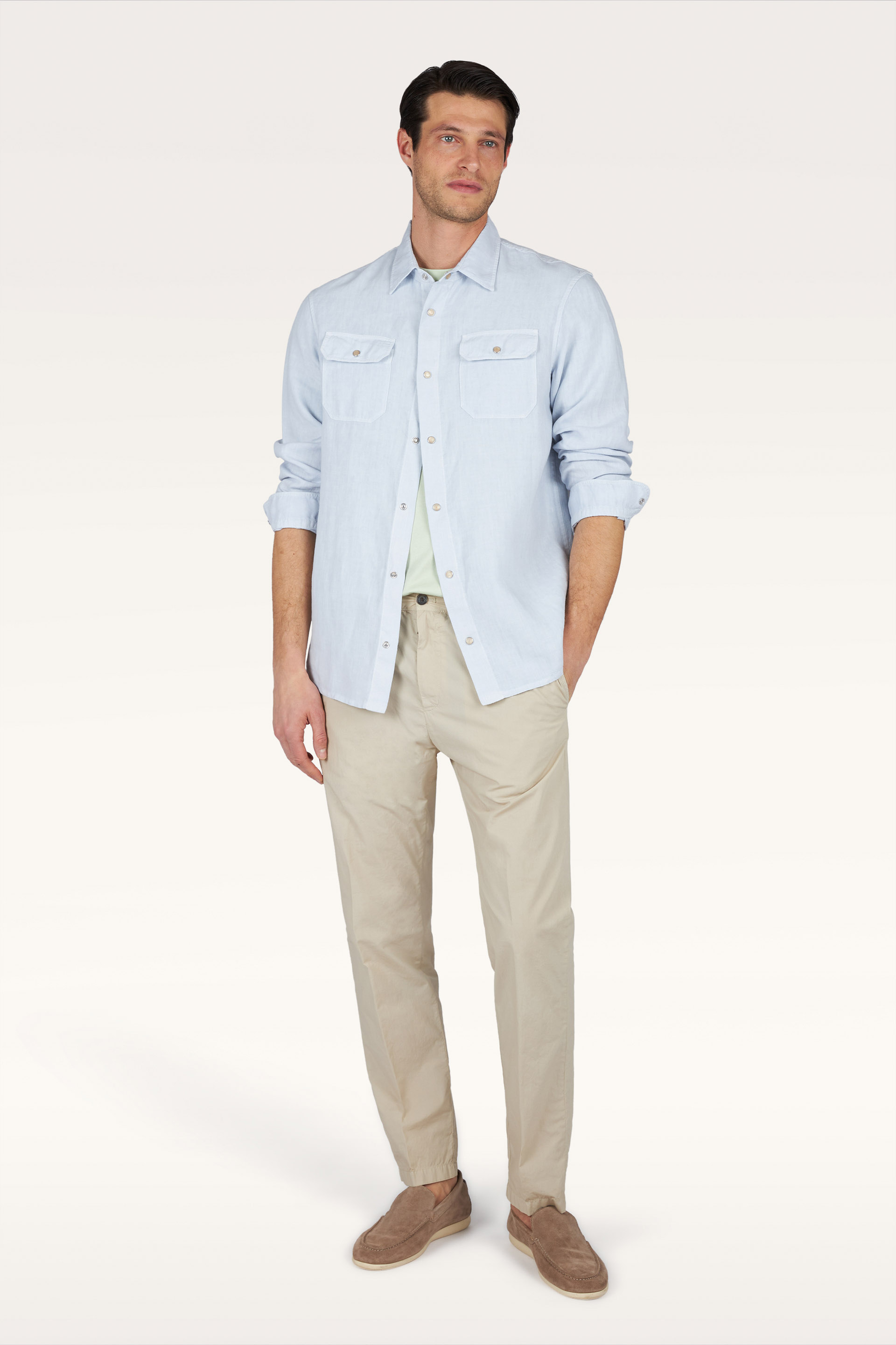 Overshirt in lino tinto capo image number 1