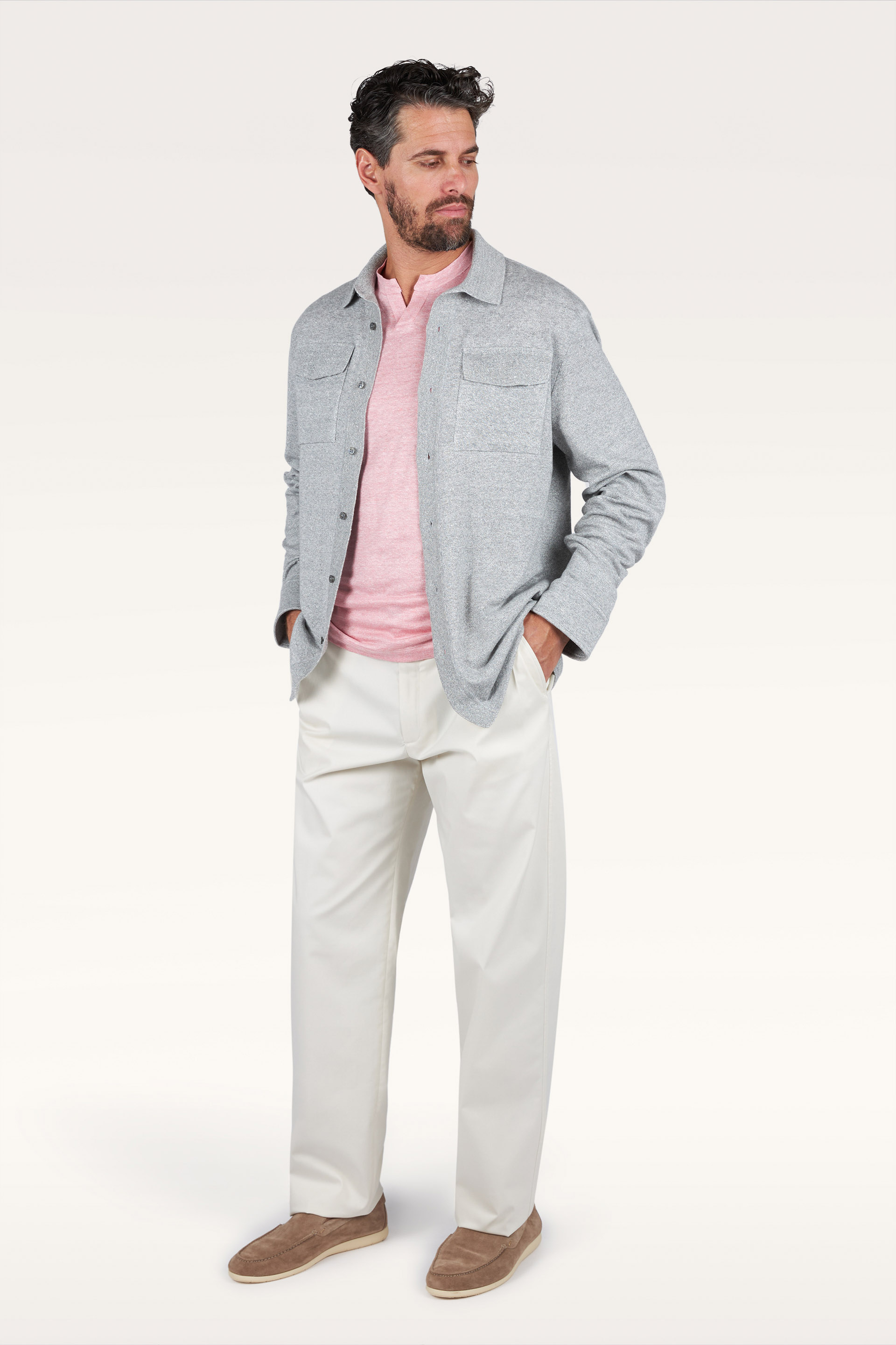 Wide‑leg trousers in stretch cotton with pleats image number 1