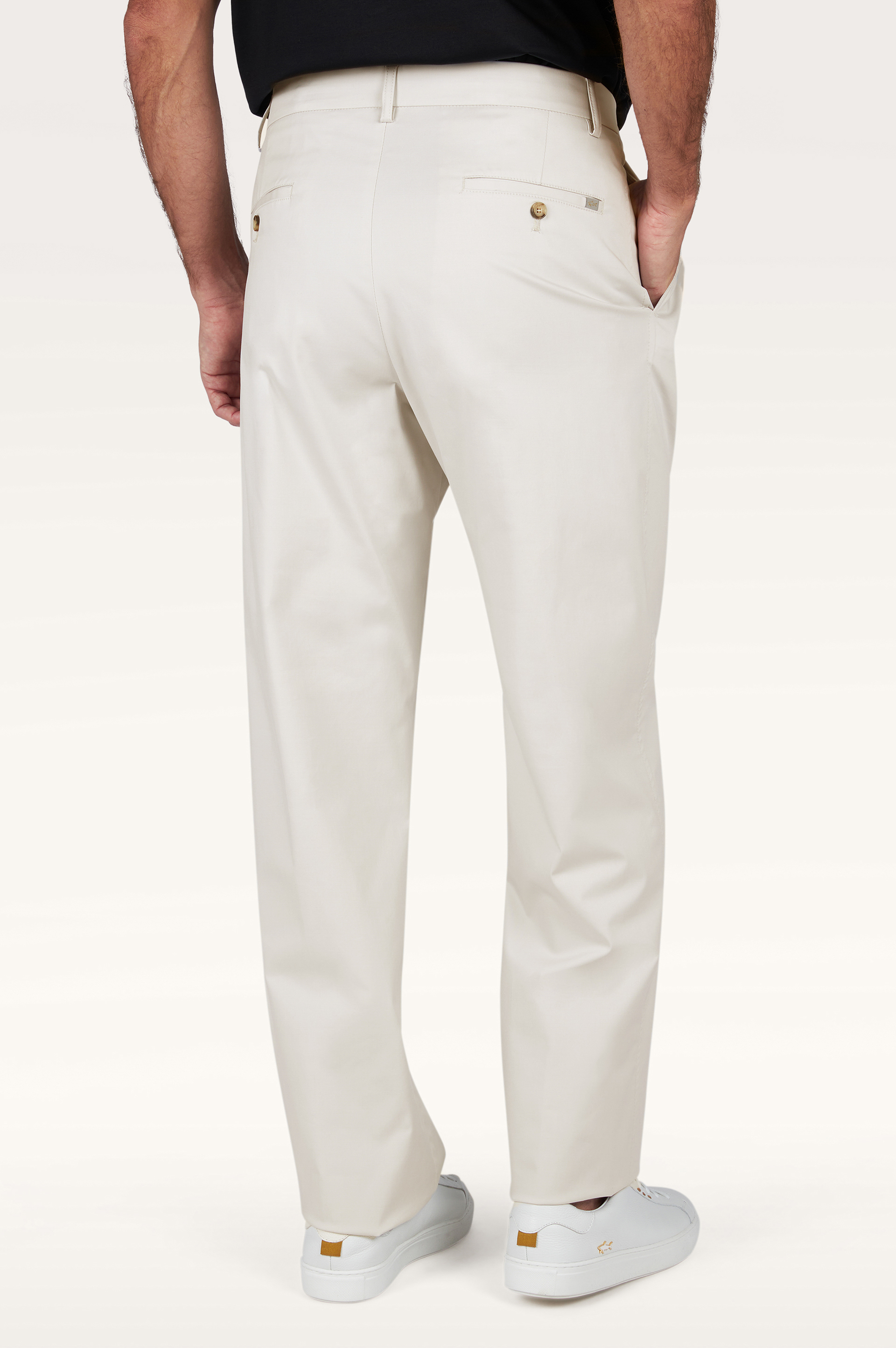 Pantalon wide leg en coton stretch avec pinces image number 3