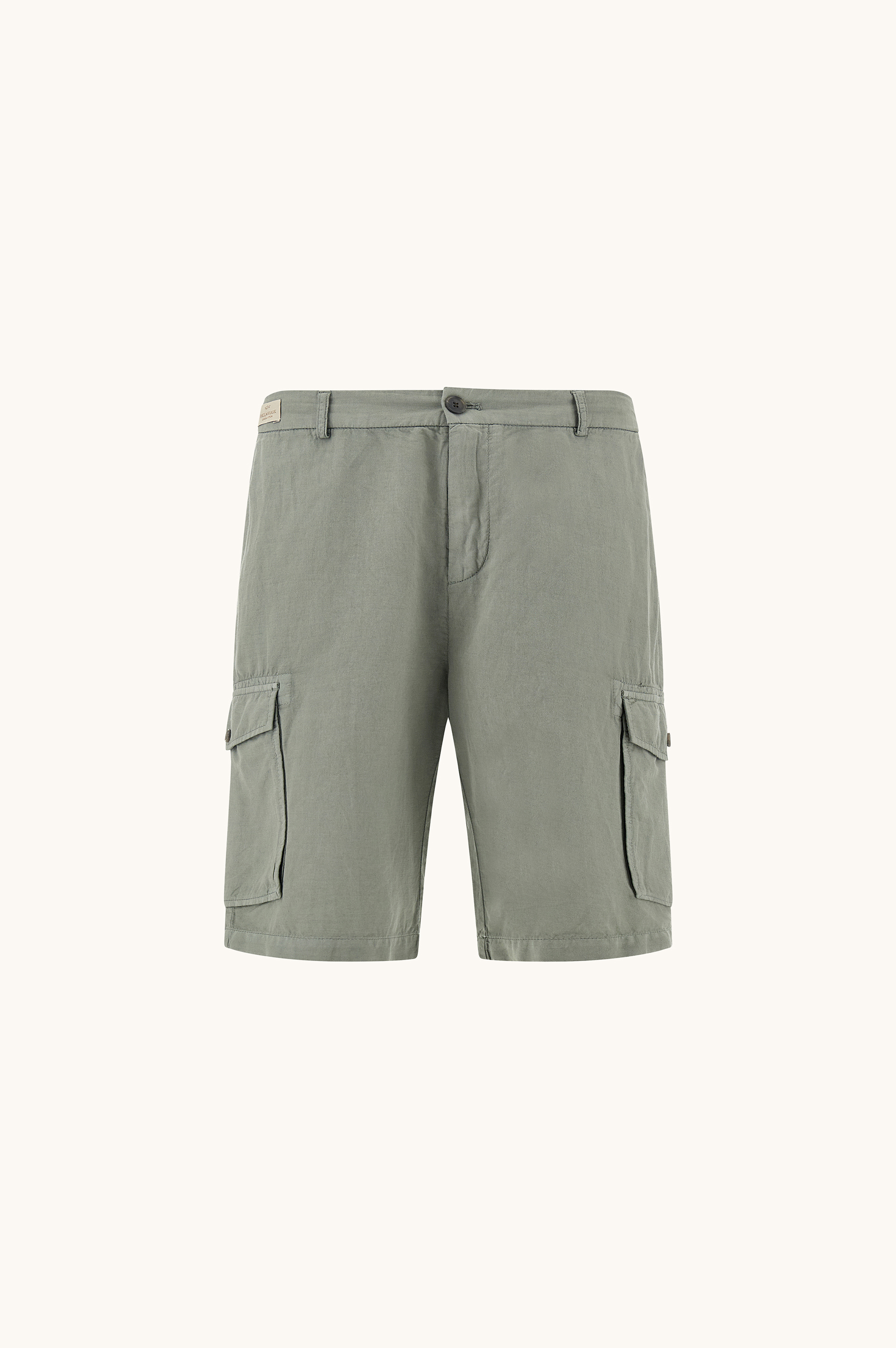 Garment‑dyed linen and cotton cargo bermuda shorts image number 0