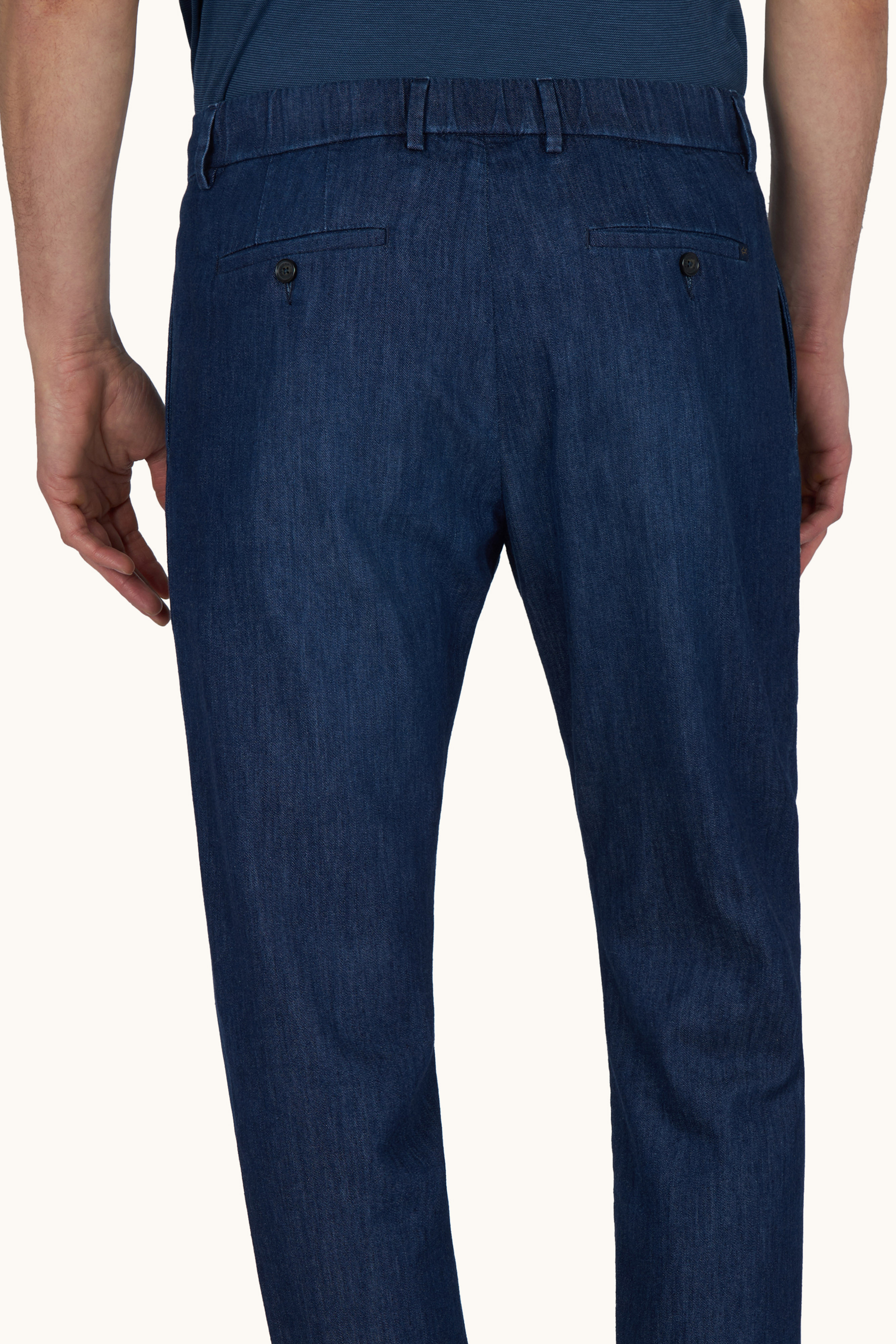 Pantalone chino in denim di seta e cotone image number 4