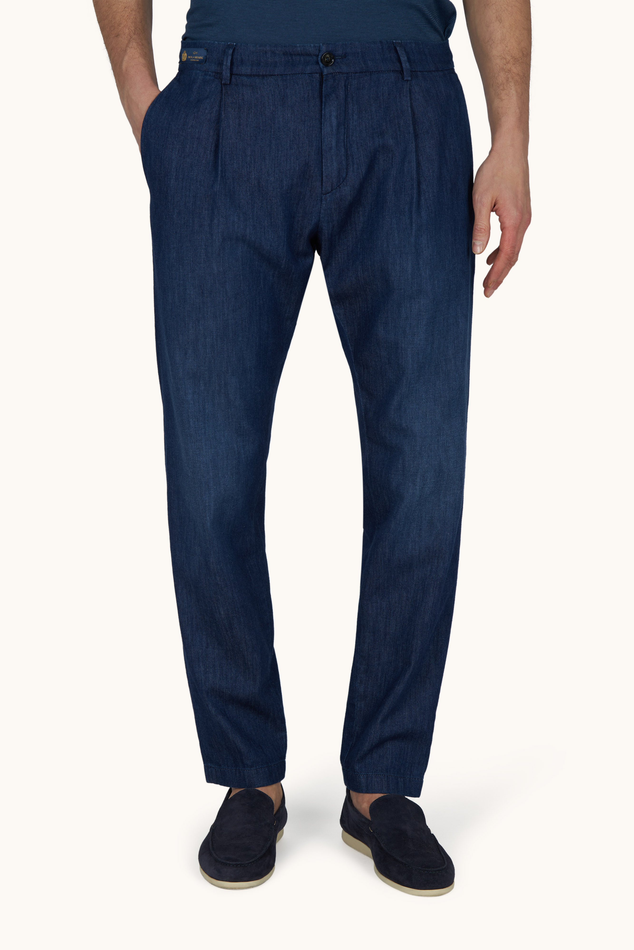 Pantalone chino in denim di seta e cotone image number 0