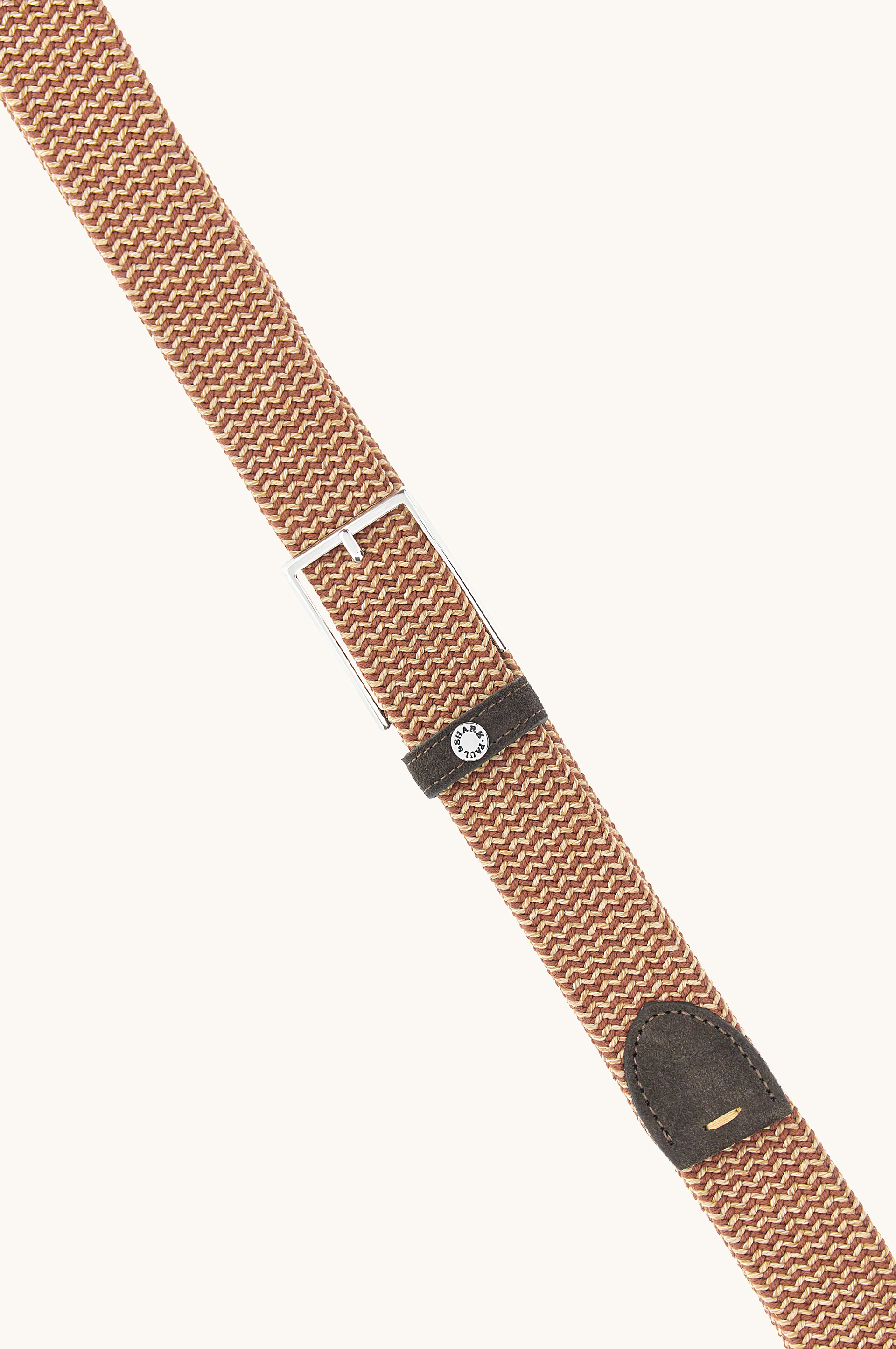 Cintur&oacute;n el&aacute;stico trenzado con acabados en gamuza image number 1