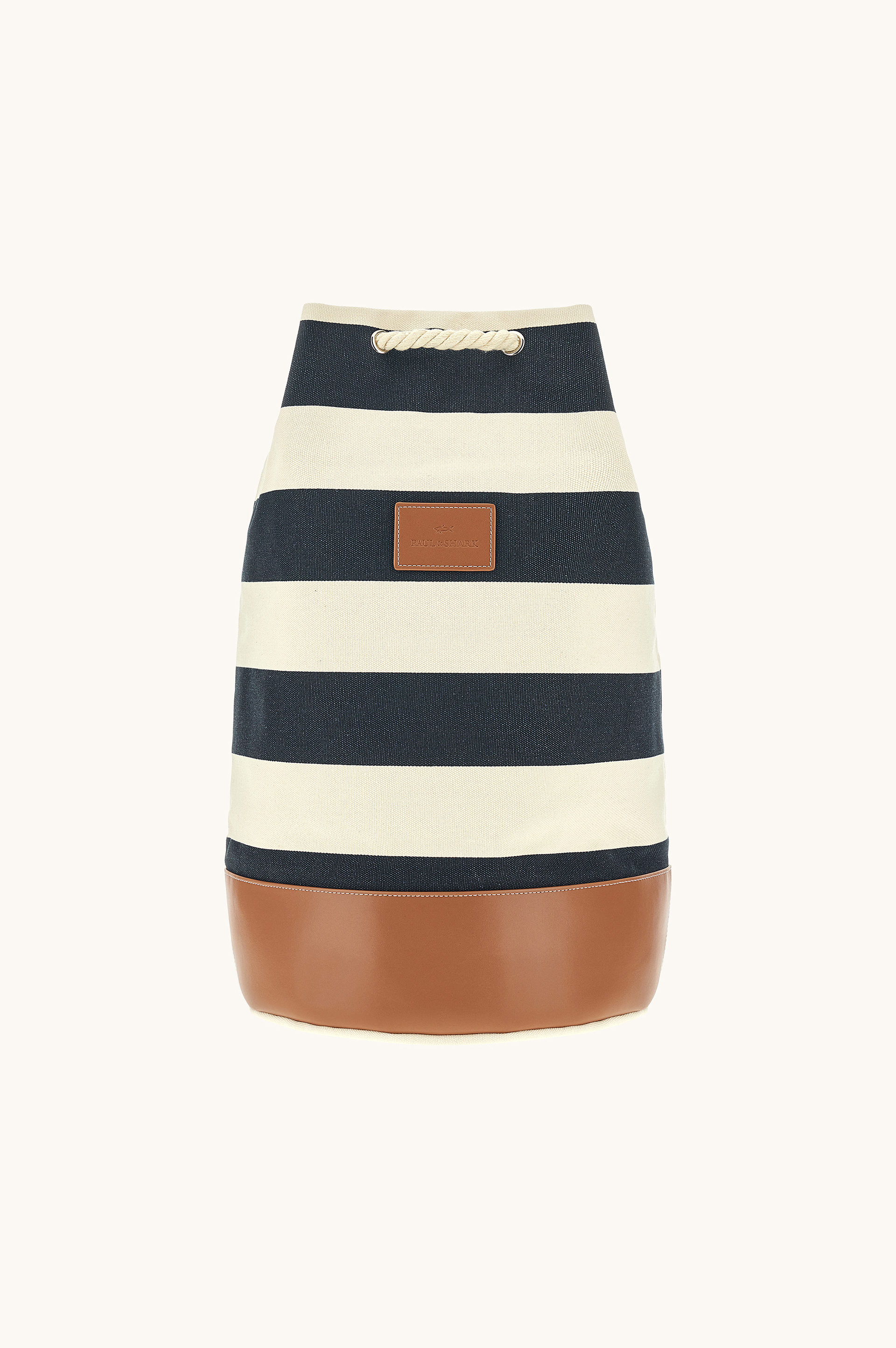 Сумка‑мешок из полосатого канваса с кожаными деталями image number 0