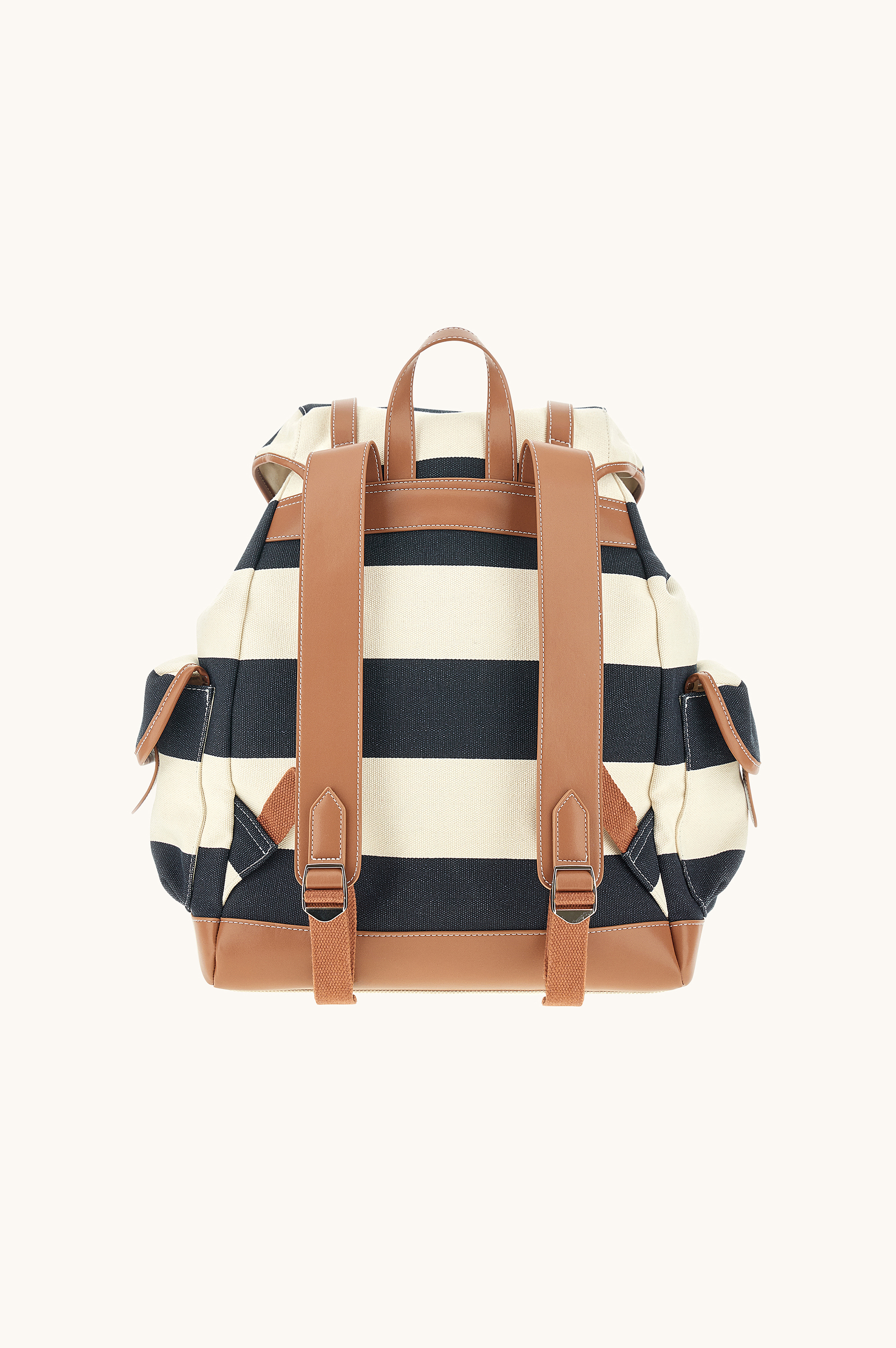 Рюкзак из полосатого канваса с кожаными деталями image number 1