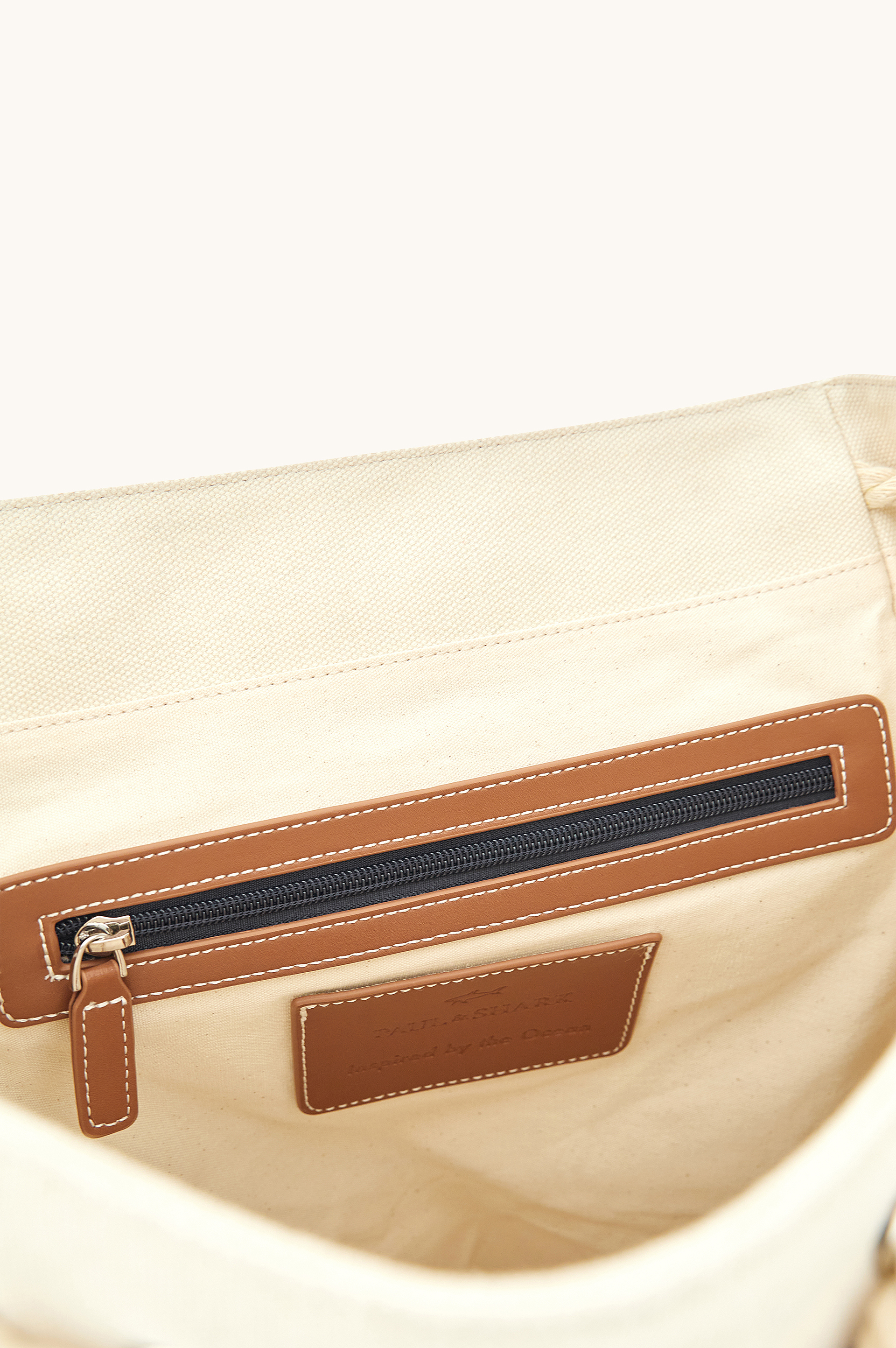 Рюкзак из полосатого канваса с кожаными деталями image number 3