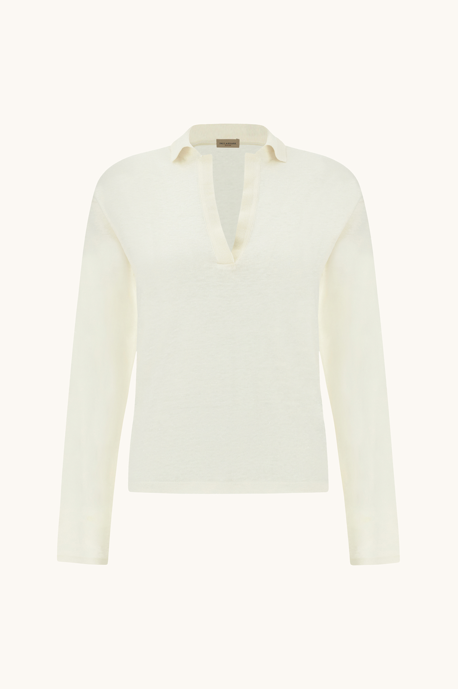 V-Neck linen polo image number 1